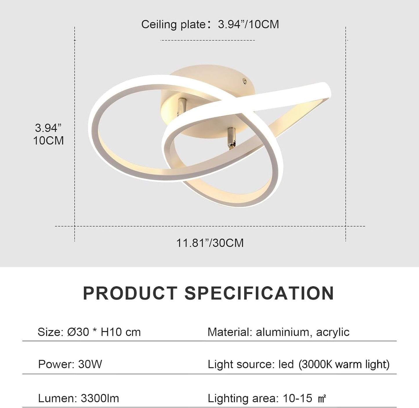Plafoniera LED Soffitto, 30W 3300LM Lampada Da Soffitto Moderna, Luce Bianca Calda 3000K, Design Fiore Acrilico Lampadario LED Soffitto Bianco per Camera Da Letto Soggiorno Cucina