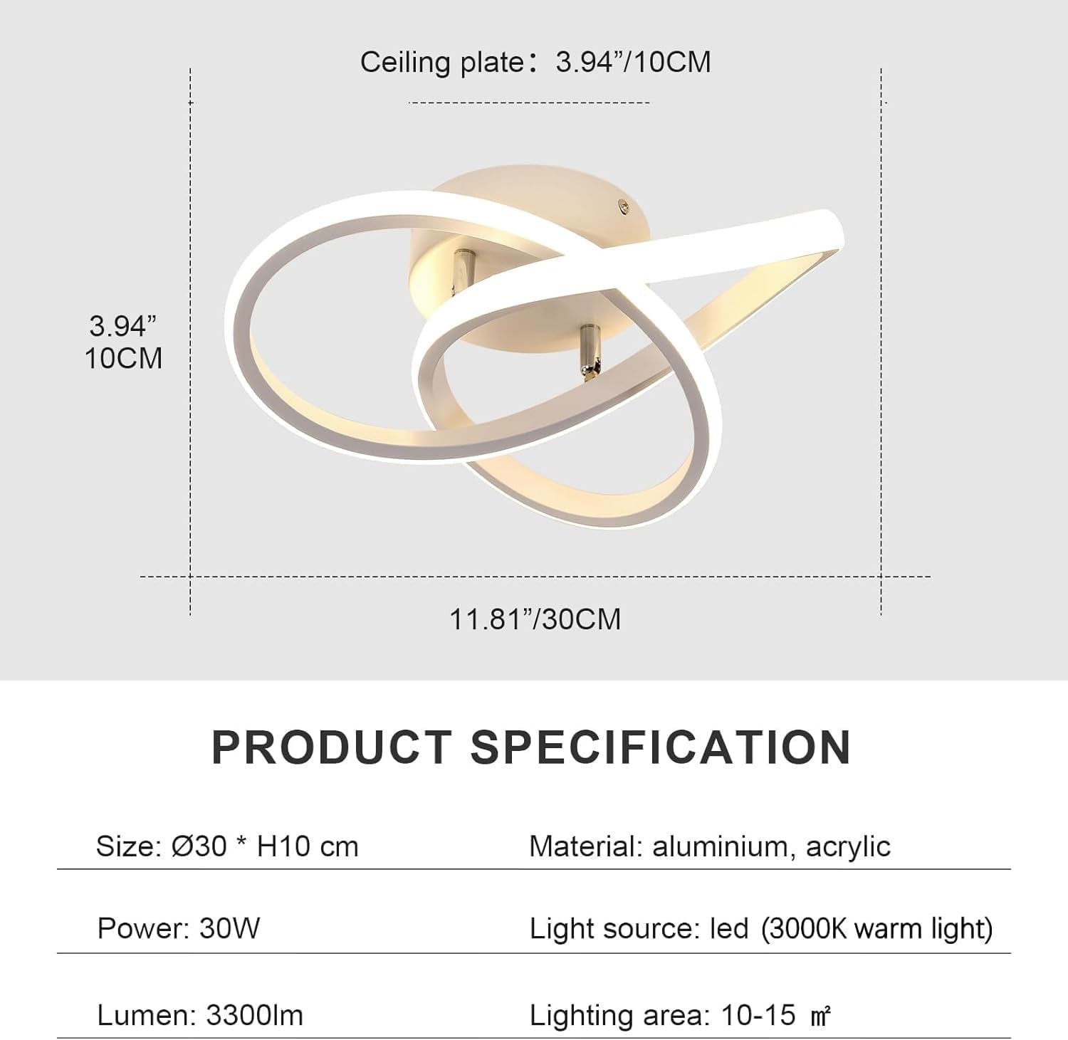 Plafoniera LED Soffitto, 30W 3300LM Lampada Da Soffitto Moderna, Luce Bianca Calda 3000K, Design Fiore Acrilico Lampadario LED Soffitto Bianco per Camera Da Letto Soggiorno Cucina