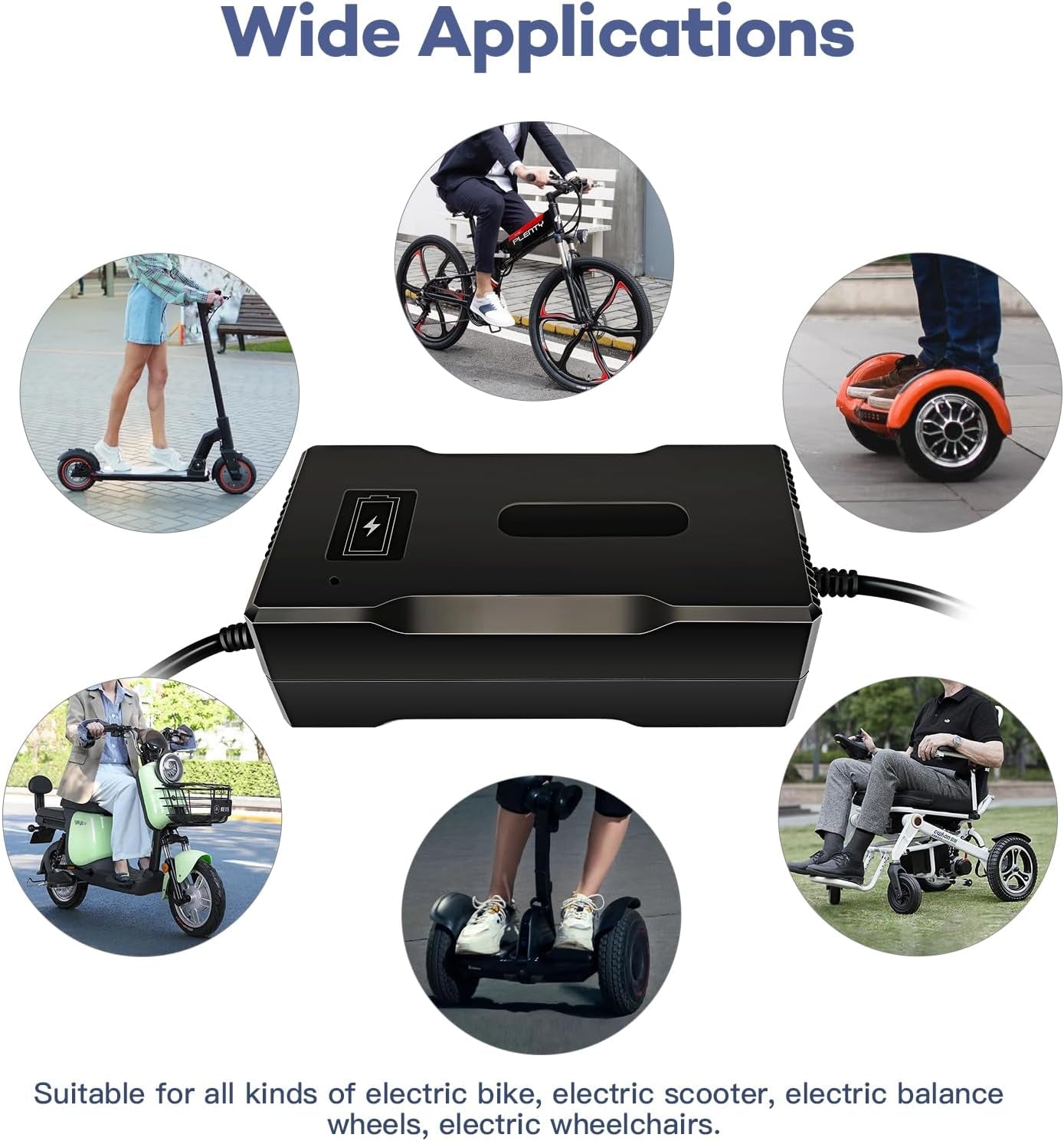 Caricabatteria 54.6V 4A, Batteria 48V 13S Litio Alimentazione Caricabatterie per Monopattino Elettrico, E-Bike, Hoverboard, Scooter, Velo Elettrico Con DC 5.5*2.1Mm Connettore