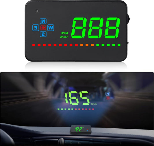Head up Display Car, HUD GPS  Car HUD Display per Tutte Le Auto E Camion, Proiettore LED Parabrezza, Pellicola Riflettente HUD Sistema Di Posizionamento Geografico Tachimetro, Plug & Play