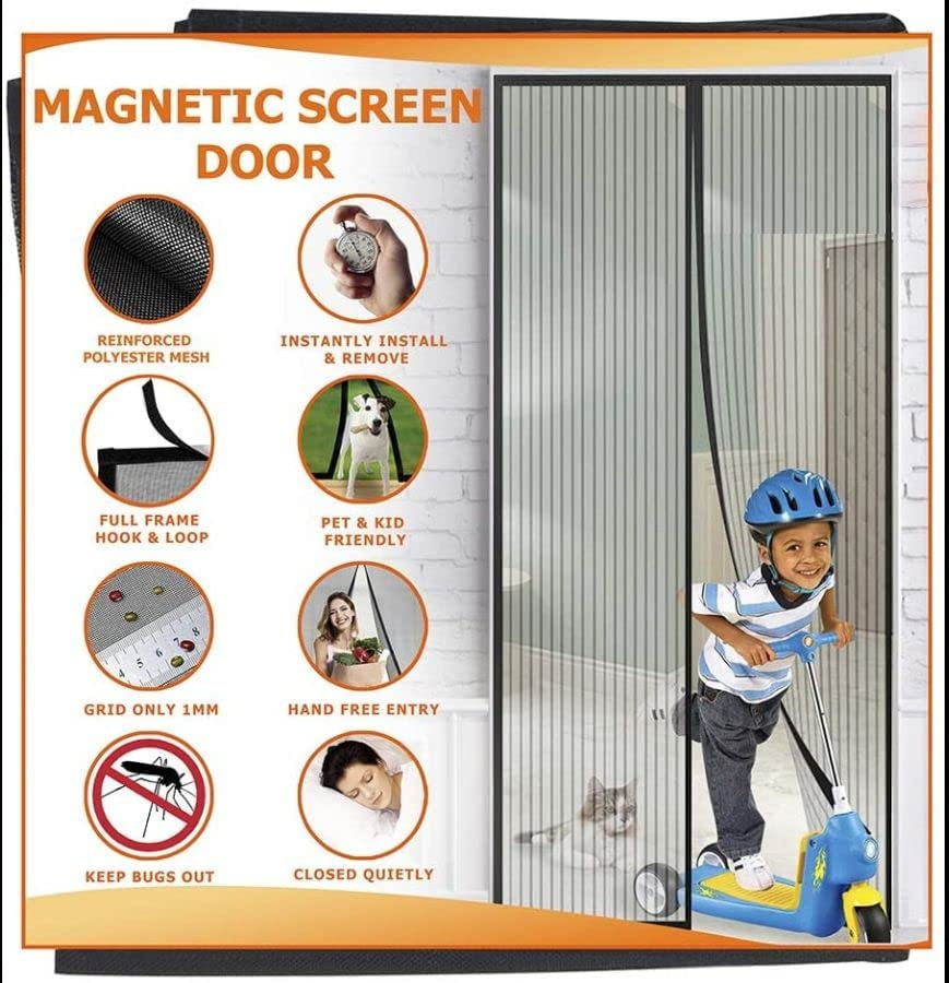 Zanzariera Magnetica per Porte 85 X 210 Cm, Tenda Magnetica Zanzariera Porta, Nessun Attrezzo Richiesto, Facile Da Installare, Adatto a Bambini E Animali Domestici, Grigio Puro