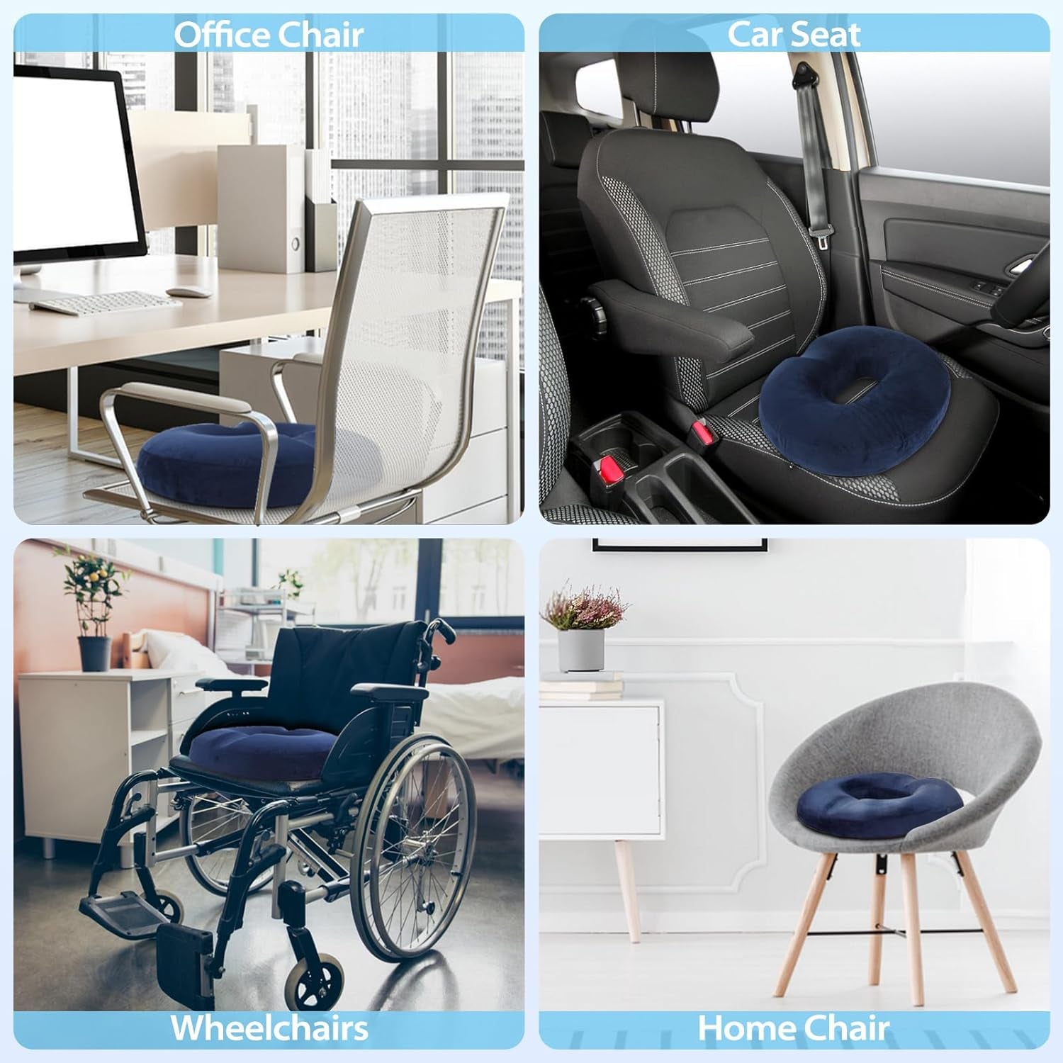 Cuscino Sedia Ergonomico in Memory Foam, Cuscino Ciambelle Antiscivolo Cuscino Coccige Cuscini Ortopedico Seduta per Auto, Ufficio, Fodera Lavabile, 45X40X9Cm