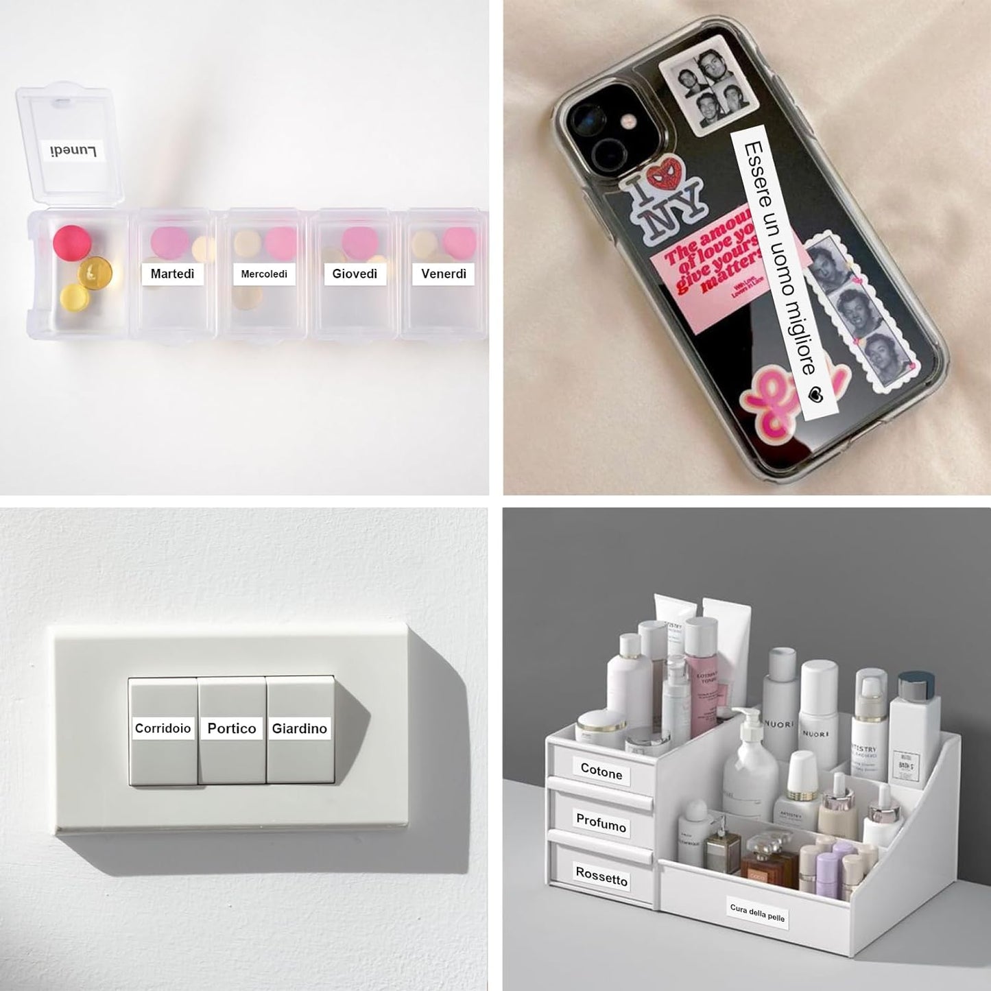 E10 Mini Etichettatrice Adesive Personalizzate, Bluetooth Stampante Termica Etichette per IOS E Android, Etichettatrice Etichette Adesive Adatta per Casa, Ufficio, Prezzo, Data