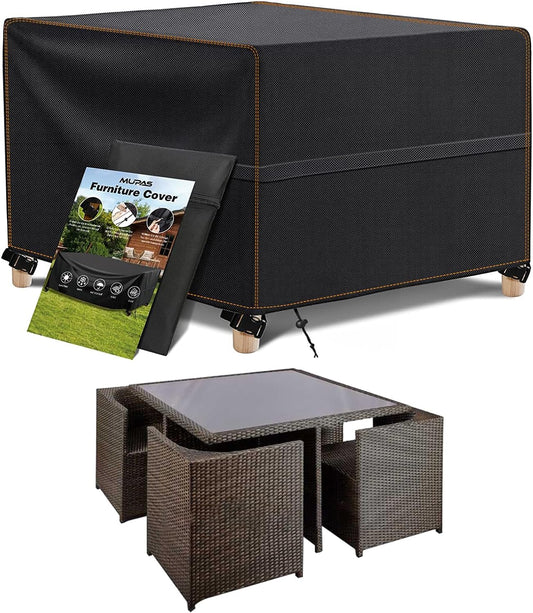 Copertura Tavolo Esterno Impermeabile, Antivento, in Tessuto Oxford 420D, Copritavolo Esterno Impermeabile Con Cordoncino, per Tavolo Da Giardino, Quadrato, Con Custodia, 150 X150 X74Cm