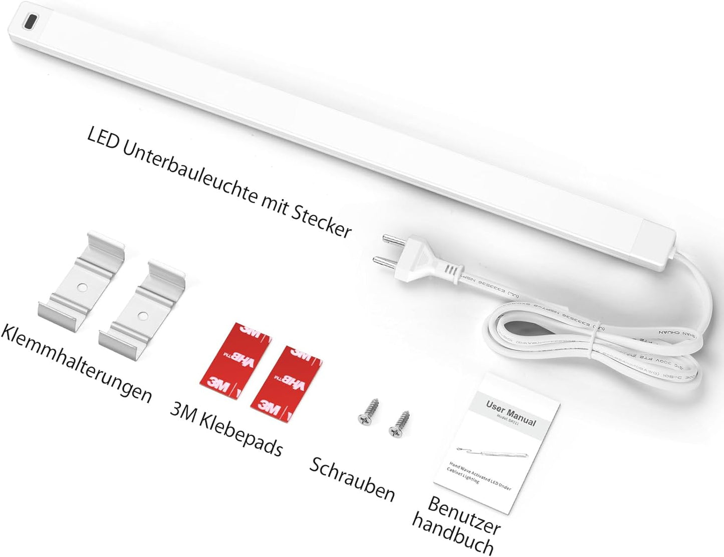 SIBI Luce sottopensile da cucina LED, Striscia luminosa dimmerabile da 41 cm con sensore senza contatto, Lampada da cucina LED a 5 temperature di colore Illuminazione sottopensile per armadi, banchi da lavoro, scaffali, 450 Lm