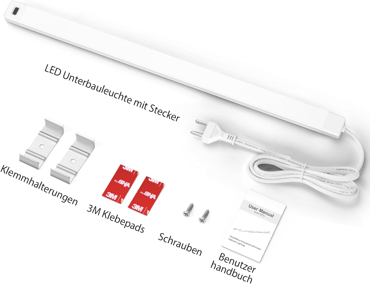 SIBI Luce sottopensile da cucina LED, Striscia luminosa dimmerabile da 41 cm con sensore senza contatto, Lampada da cucina LED a 5 temperature di colore Illuminazione sottopensile per armadi, banchi da lavoro, scaffali, 450 Lm