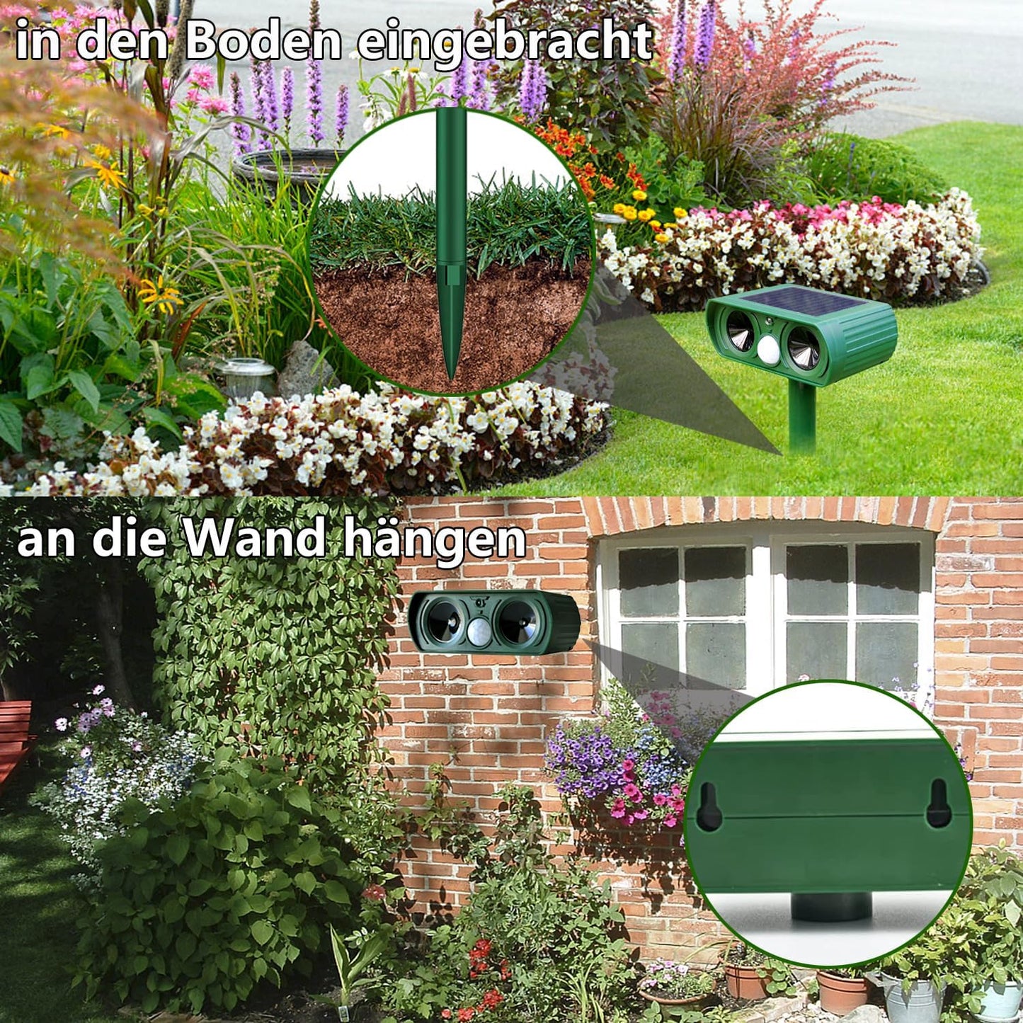 Spaventatore Solare per Gatti, a Ultrasuoni, Impermeabile, Con Sensore Di Movimento PIR, per Giardino, Efficace Contro Gatti, Cani, Martore E Uccelli