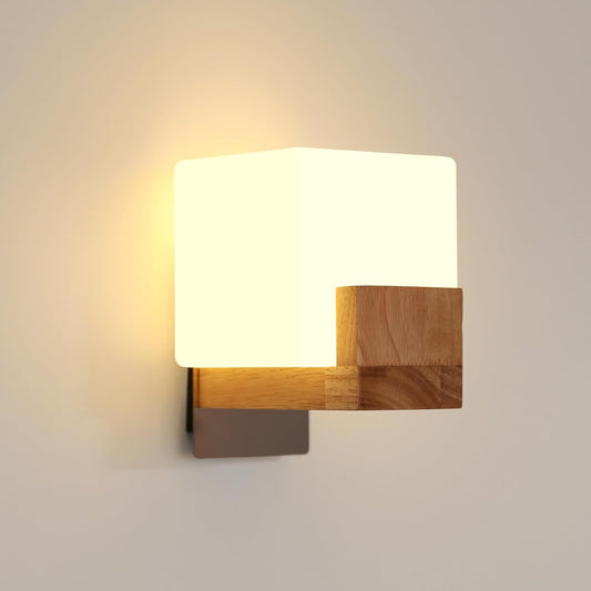 Applique Led Da Parete Interno 3000K-6500K Applique Da Parete Dimmerabile a Tre Colori Lampada Da Parete Creativa in Legno Adatto per Camere Da Letto, Corridoi, Scale