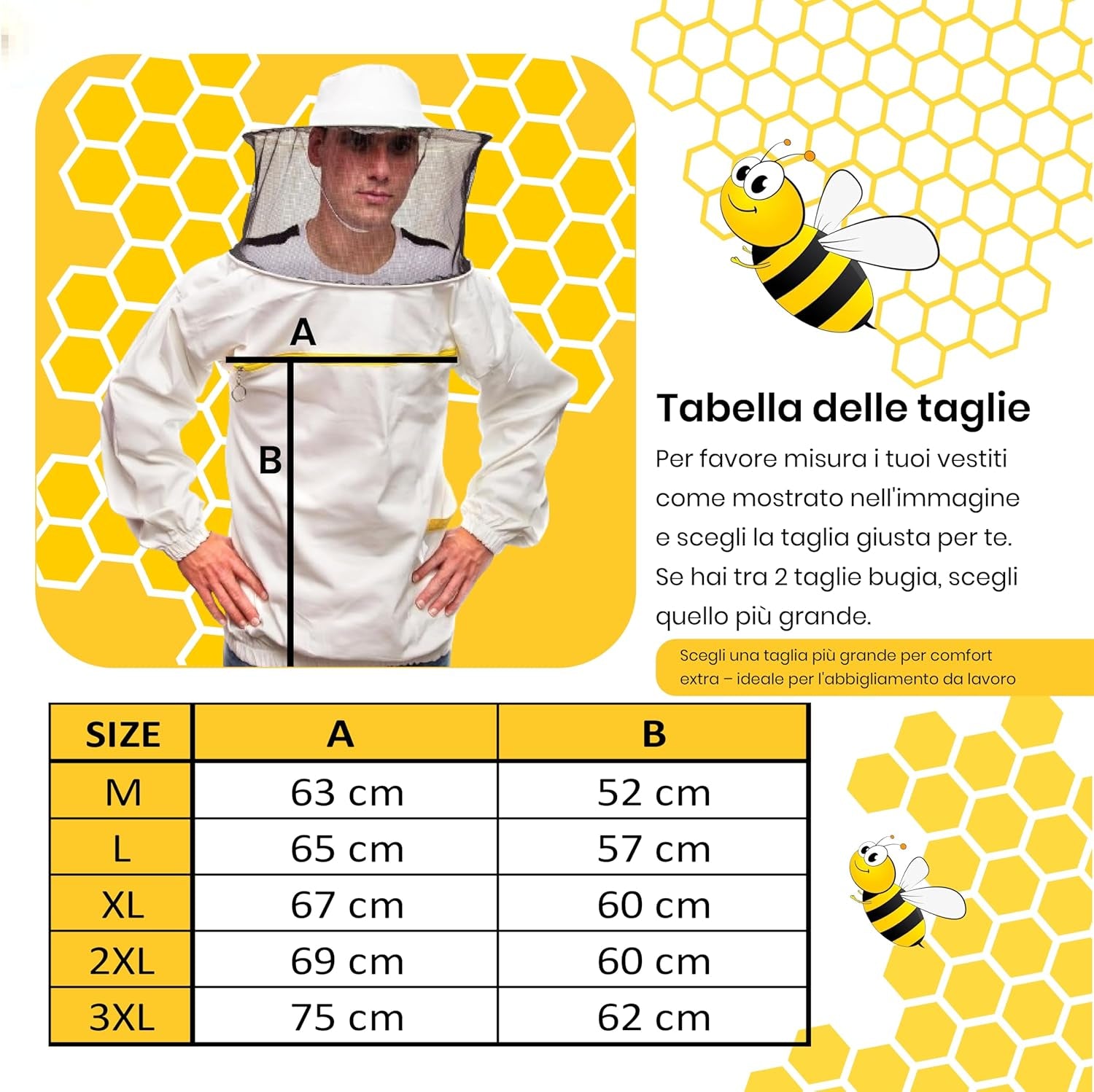 Abbigliamento Da Apicoltore Di Qualità. Costume Da Apicoltore Con Polsino Elastico E Cappello Tondo. Tuta Da Apicoltore Professionale Che Respinge Le Api E Gli Insetti. Bianca M