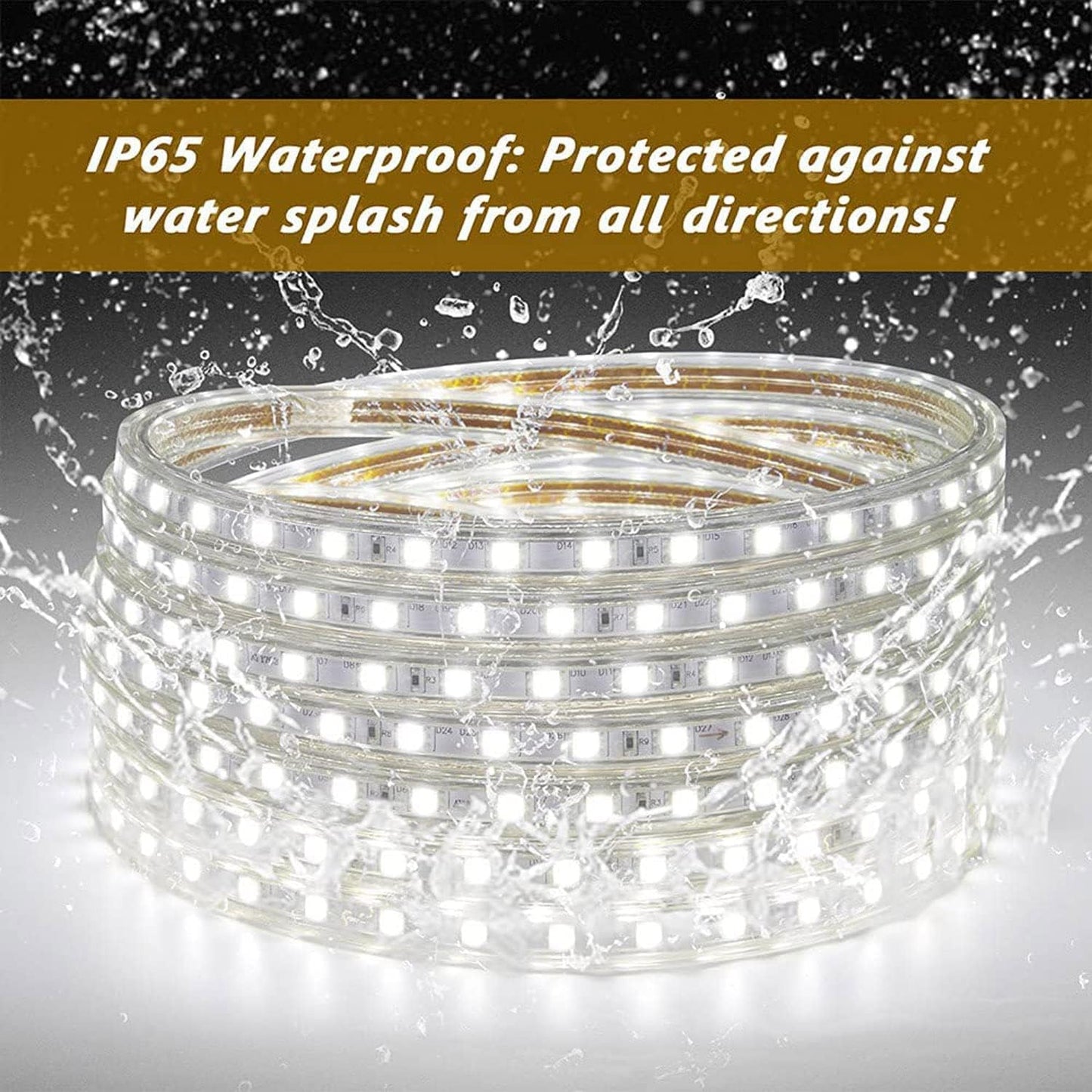 Striscia LED Con Interruttore, Striscia LED 220V Senza Trasformatore, Impermeabile IP65 LED Striscia Adesiva Strip LED, 5M, Bianco