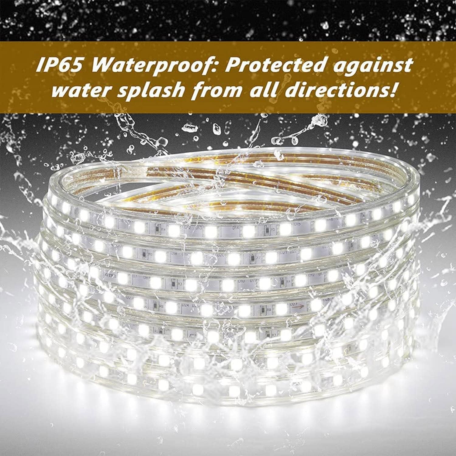 Striscia LED Con Interruttore, Striscia LED 220V Senza Trasformatore, Impermeabile IP65 LED Striscia Adesiva Strip LED, 5M, Bianco