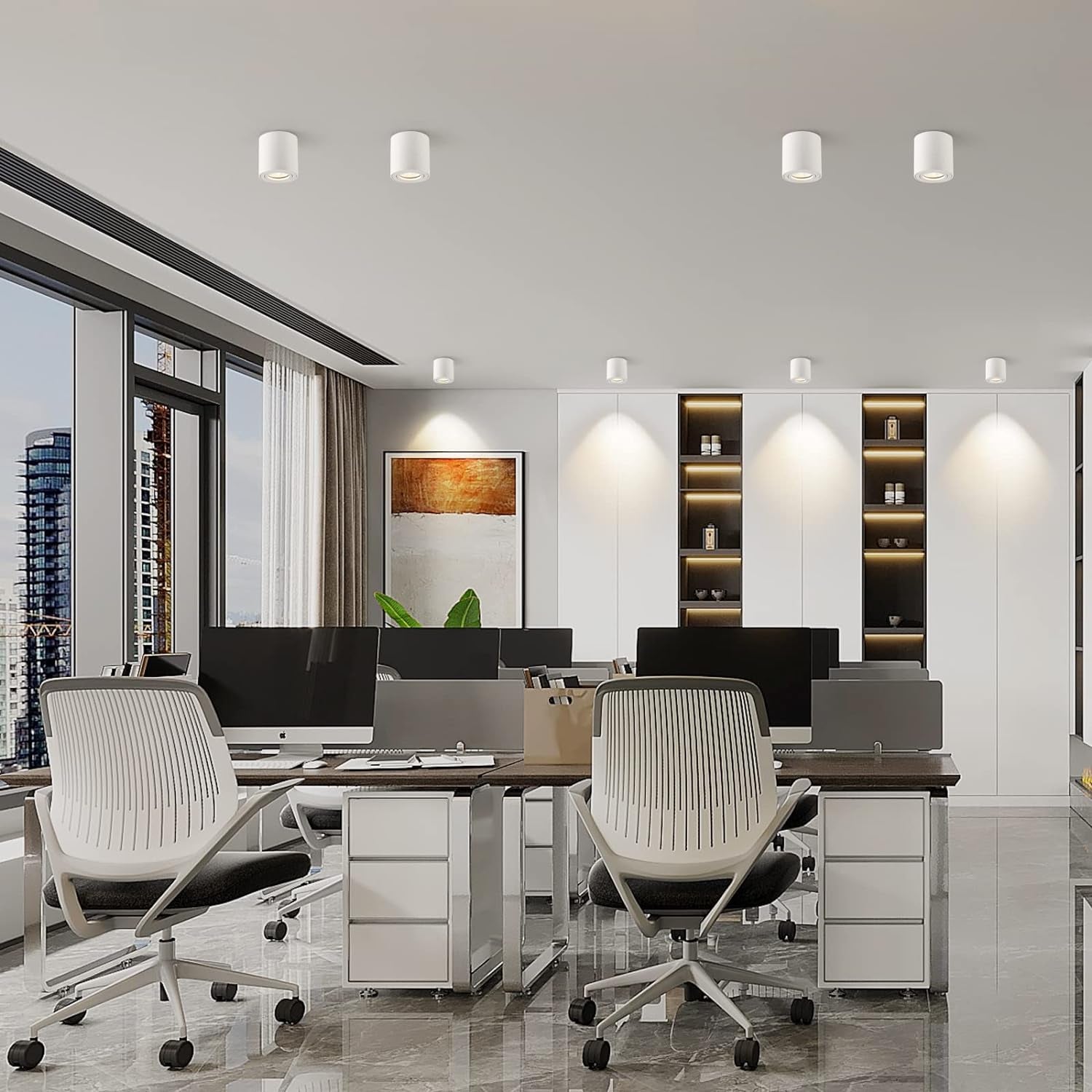 Faretto Da Soffitto Orientabile 4 Pcs,Led Faretti Da Soffitto 230V, Alluminio Lampada Da Soffitto Downlight,Rotondo Faretto Interni,Bianco Plafoniera Led Soffitto Moderna,Con Attacco GU10