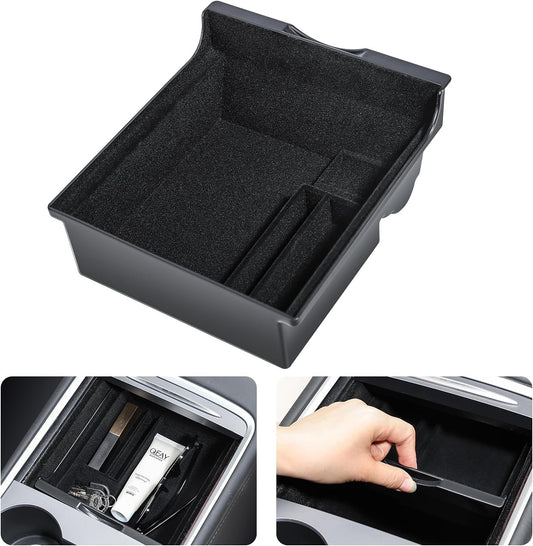 Showev Tesla Model 3 Model Y2021 2022 Centro Console Organizer Vassoio Accessori Interni Floccato Bracciolo Nascosto Cubby Cassetto Scatola Di Immagazzinaggio Con Monete E Sunglass Titolare