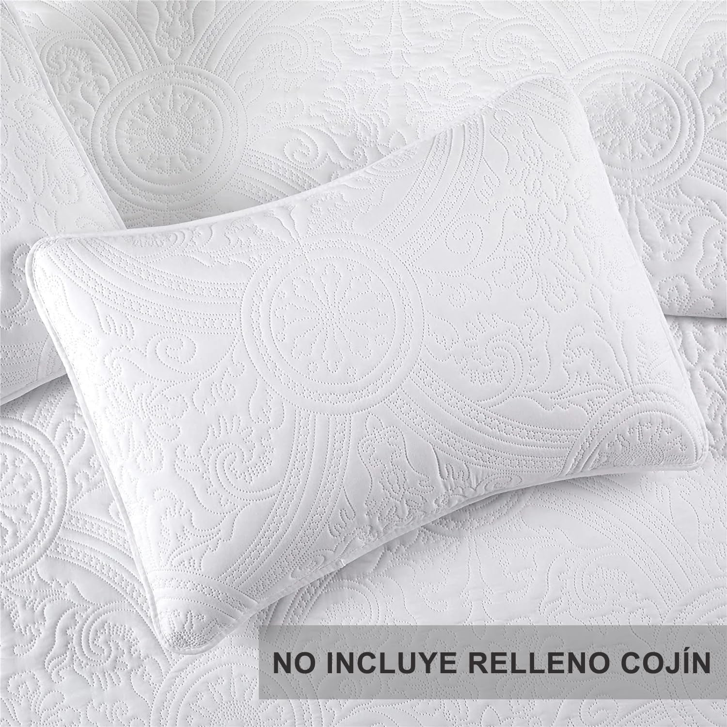 Copriletto Trapuntato Bianco per Letto Da 90 Floreale, Realizzato in Microfibra, Con Imbottitura Sottile Con Federa (Fiore Bianco H2023, Letto Da 90)