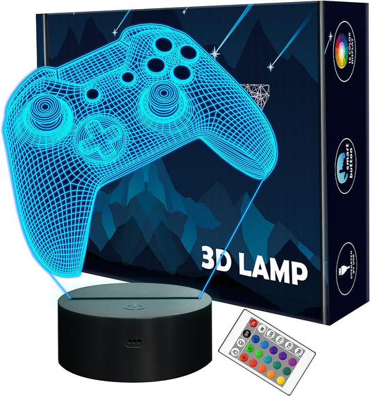 Luce Notturna 3D Gamepad, Game Console Illusion Lampada Con Telecomando + Touch 16 Colori Lampeggiante Cambiando Da Decorazione Camera Regali Di Compleanno per Fan Di Gioco