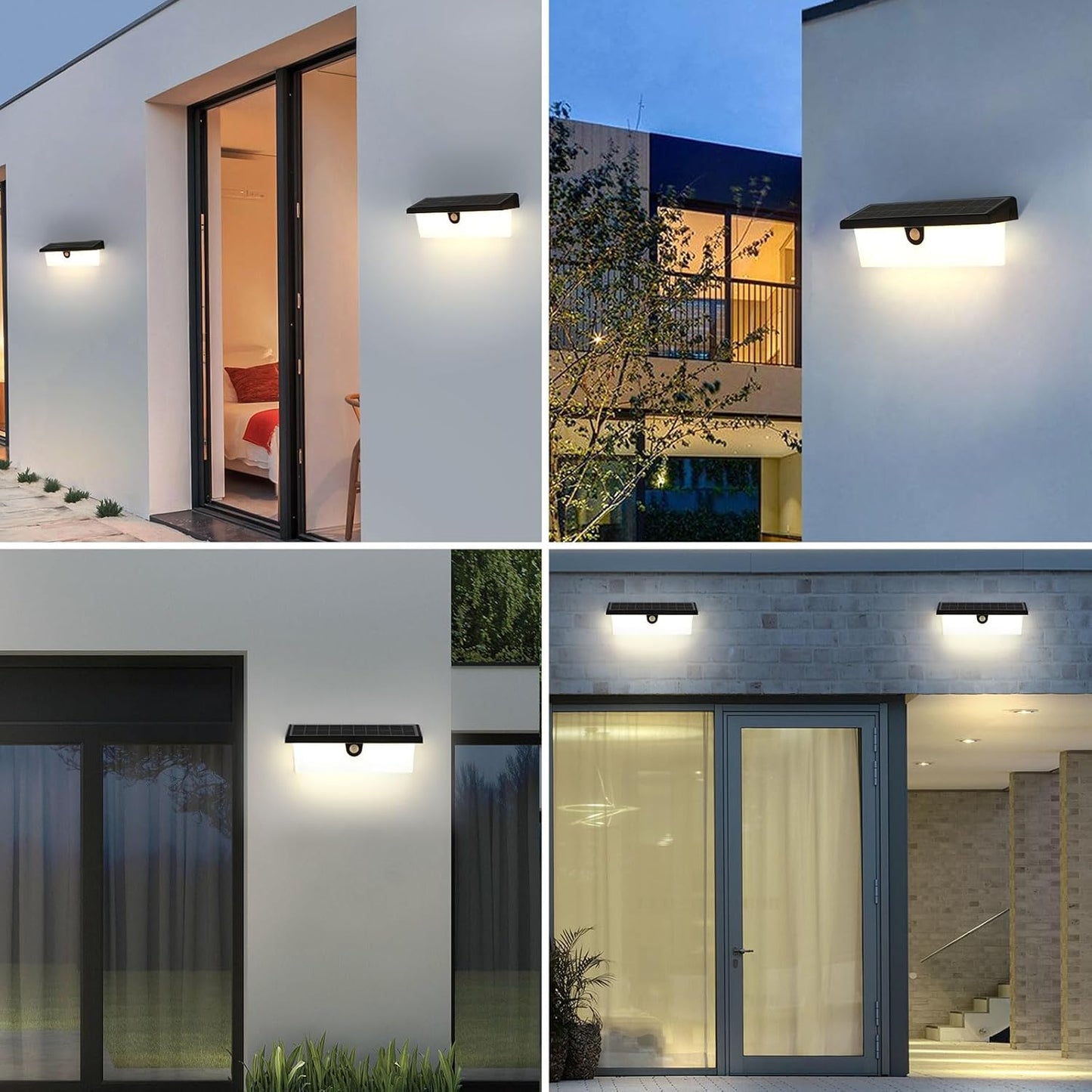 Lampada Da Esterno Solare Con Sensore Di Movimento Luce Da Parete Senza Fil Applique Da Parete Esterna Solare IPX4 Luce Solare Led Esterni per Giardini Terrazze Garage Patio - Bianco Neutro