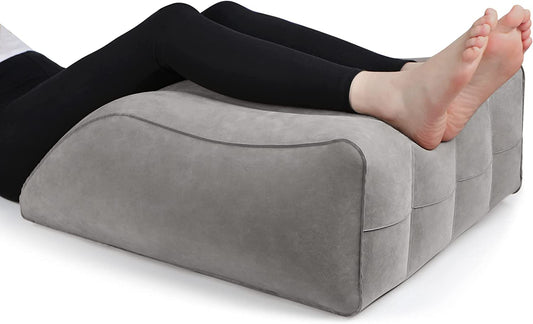 Cuscino per Gambe, Cuscino Alza Gambe per Gonfiore, Circolazione, Recupero Da Chirurgia E Lesioni, Cuscino per Gambe Gonfiabile(Grigio)