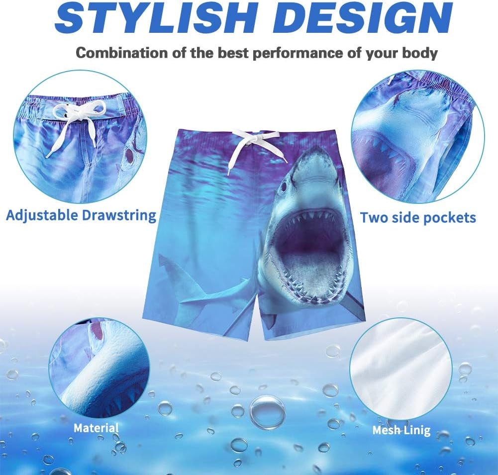 Pantaloncini Da Bagno Bambino Ragazzi 3D Graphic Costume Da Bagno Estate Asciugatura Veloce Pantaloncini Da Spiaggia Con Fodera in Rete 6-14 Anni