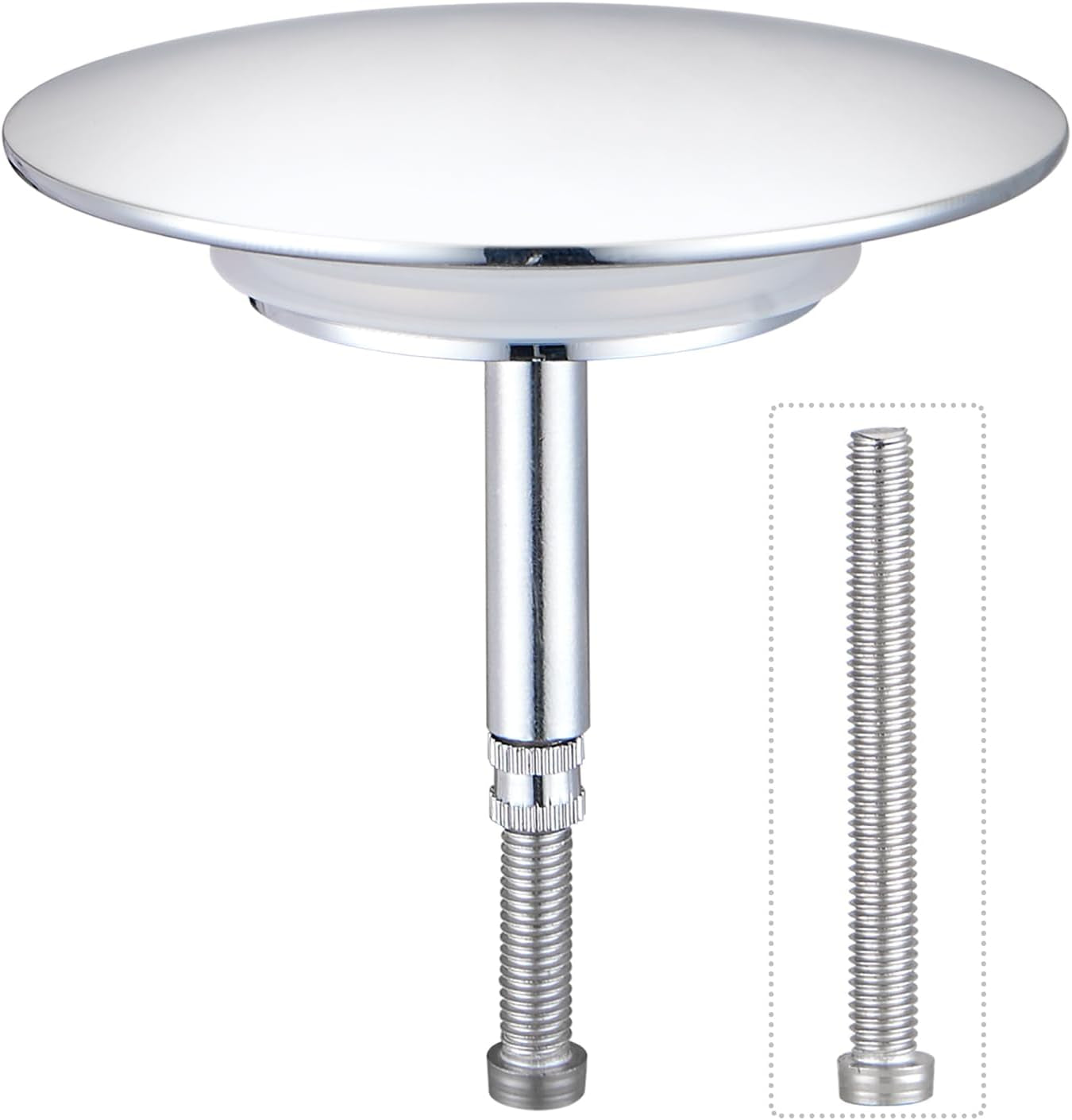 Tappo Universale per Vasca Da Bagno, Diametro 72 Mm, Tappo Di Scarico Cromato Con Innovativa Doppia Guarnizione, Scarico per Ogni Vasca Standard, Regolabile in Altezza