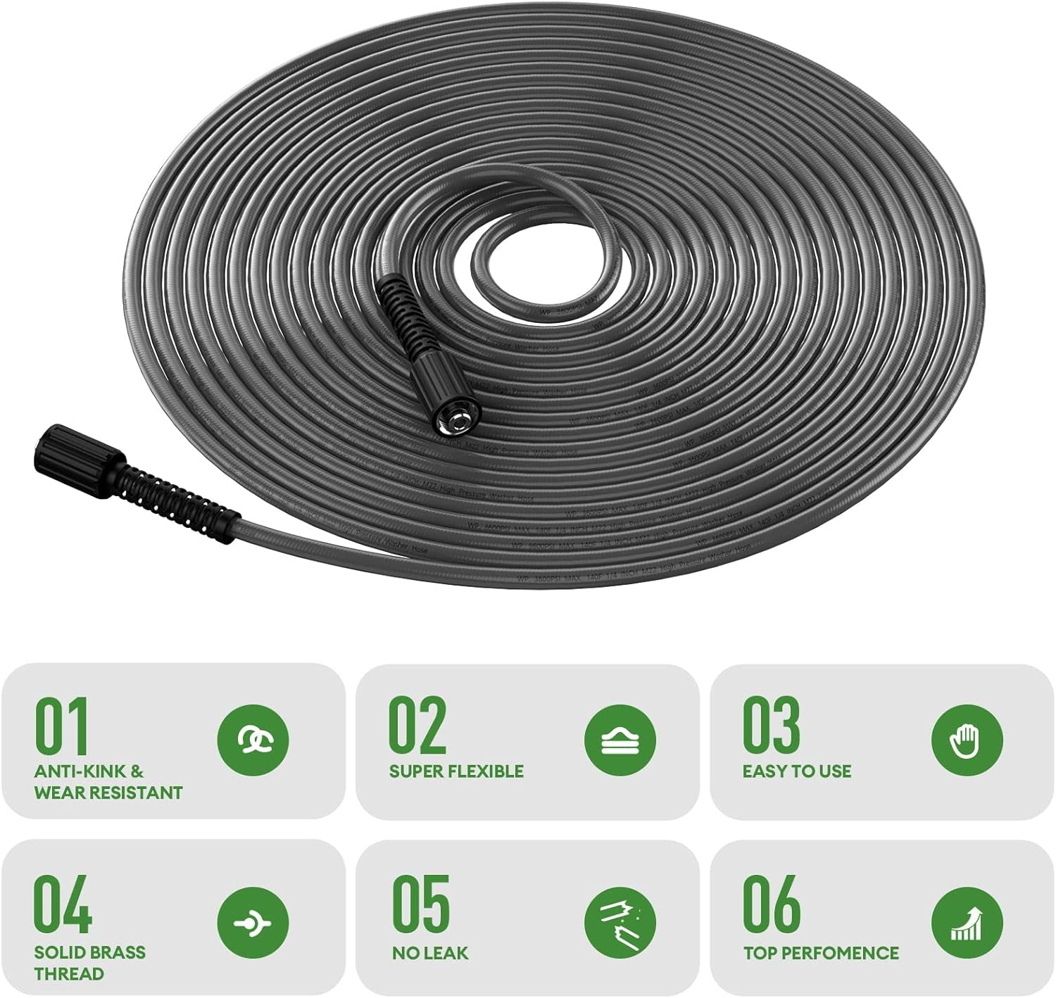 Tubo Flessibile per Idropulitrice 10 M, M22 X 14 Mm Tubo Di Ricambio Ad Alta Pressione, 240Bar Tubo Di Prolunga Compatibile Con Karcher HD HDS Kranzle Con Un Adattatore in Ottone