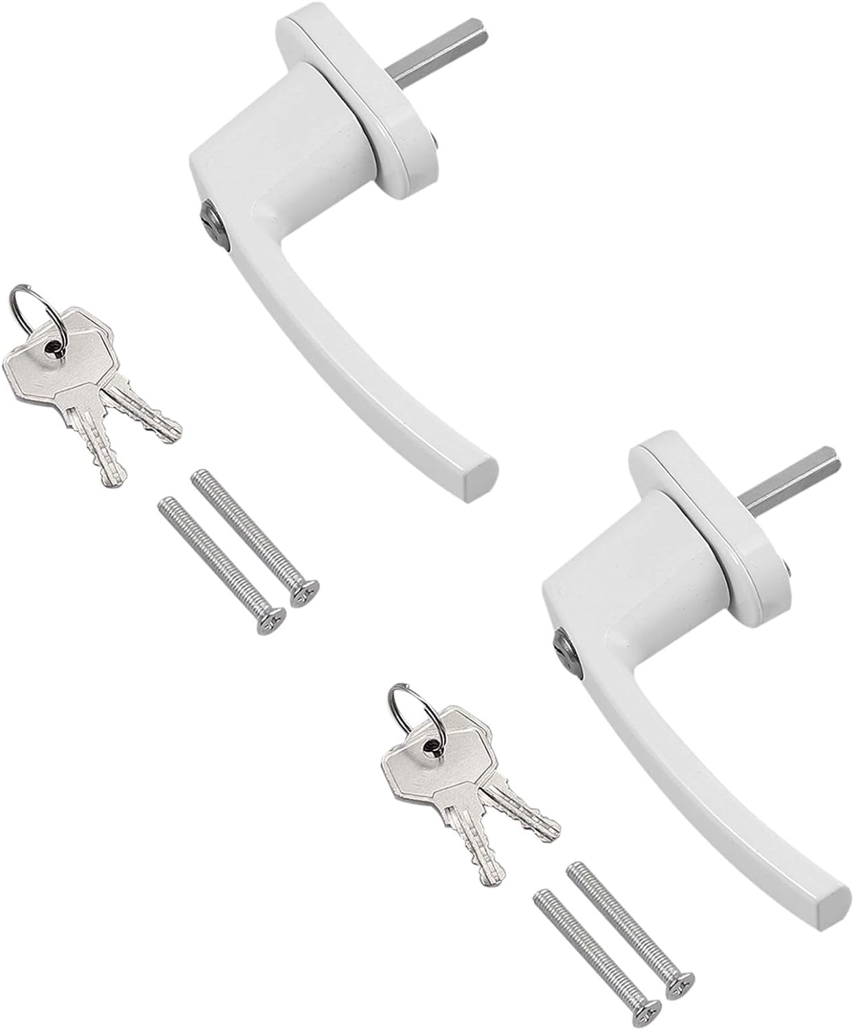 2 Pezzi 43Mm Maniglia per Finestre Girevole 90° Maniglie Inserite Con Serratura per Finestra UPVC Porte Balcone Maniglia Della Finestre per Chiusura Di Sicurezza Bambini Con Chiave - Bianco