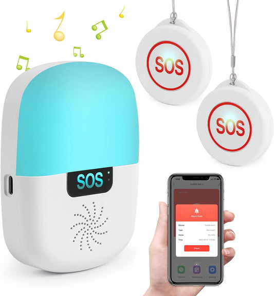 Pulsante Di Chiamata Di Emergenza per Anziani Tuya Wifi Smart SOS Allarme Cercapersone per Anziani Allarmi Musicali E Luminosi Salvavita Anziani Pulsante Impermeabile Facile Da Usare