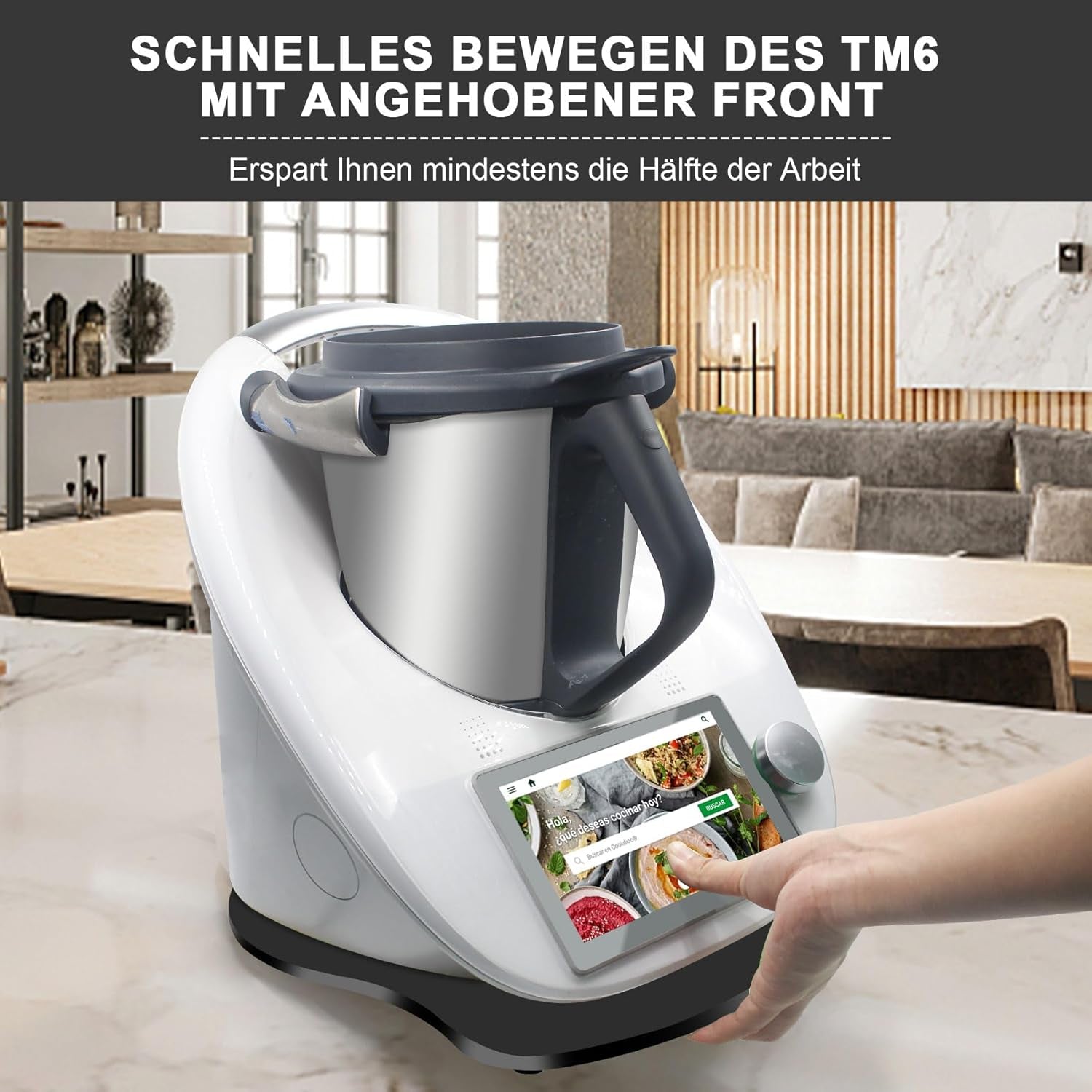 Per Bimby TM6 TM5 - Tavola Scorrevole in Acrilico, per Bimby Vorwerk Robot Da Cucina TM 6 Accessori (Nero Lucido)