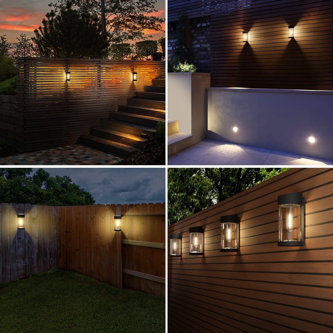 【4 Pezzi】Lampade Solari Da Giardino, Luce Solare LED Esterno IP65 Impermeabili Bianco Caldo Lampada Solare Da Esterno Wireless 3000K Luci Solari Esterno per Recinzione Giardino Parete Terrazzo Scale