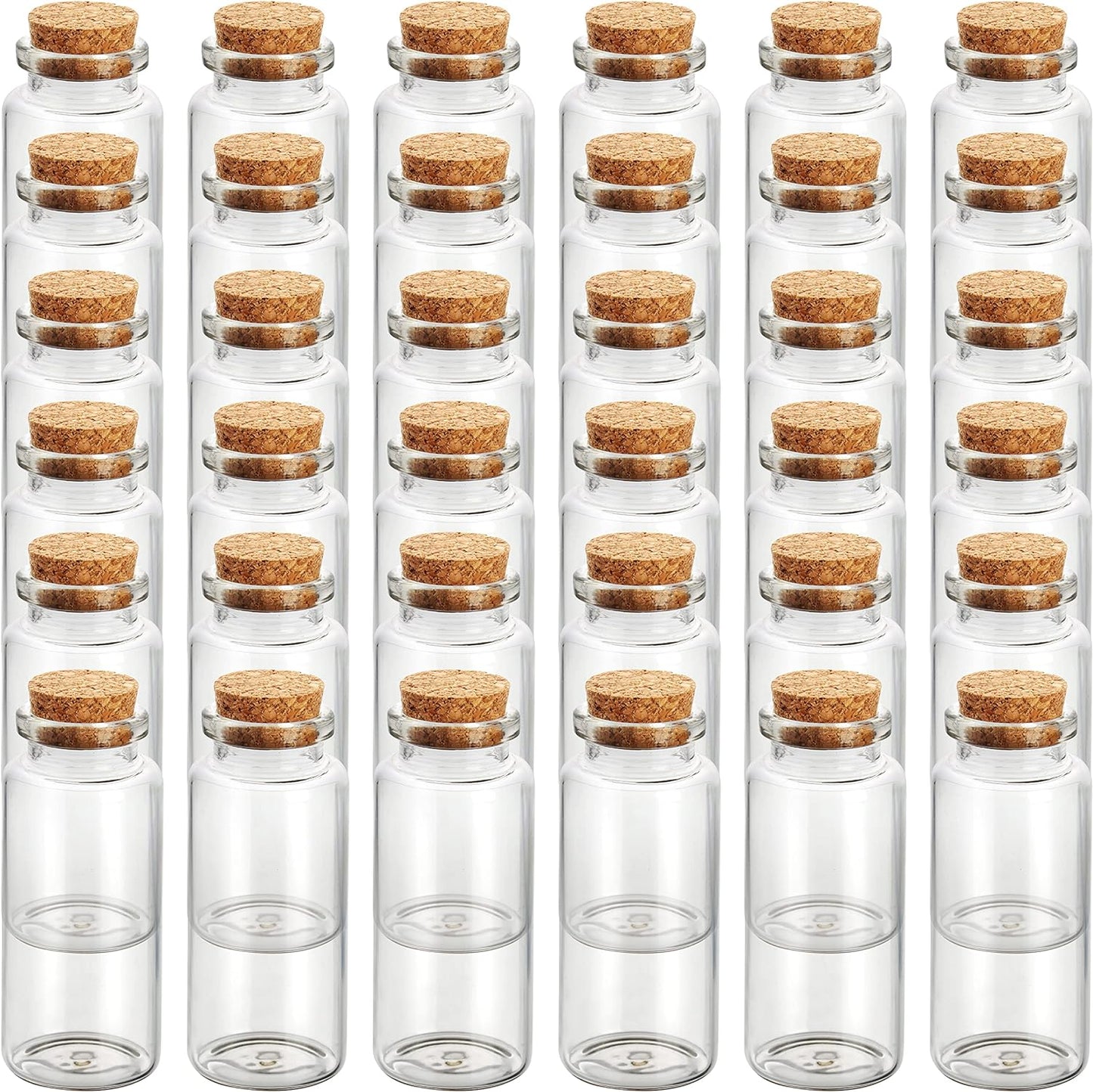 Confezione Da 36 Set Barattolini Vetro Piccoli Con Tappo Sughero - 30 Ml - Mini Barattoli Porta Spezie Ermetici, per Bomboniere, Marmellata E Feste
