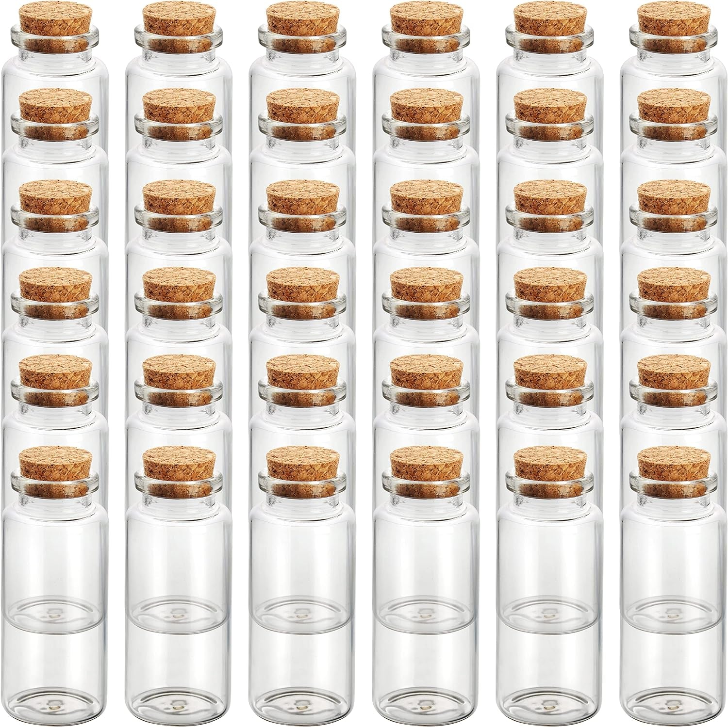 Confezione Da 36 Set Barattolini Vetro Piccoli Con Tappo Sughero - 30 Ml - Mini Barattoli Porta Spezie Ermetici, per Bomboniere, Marmellata E Feste