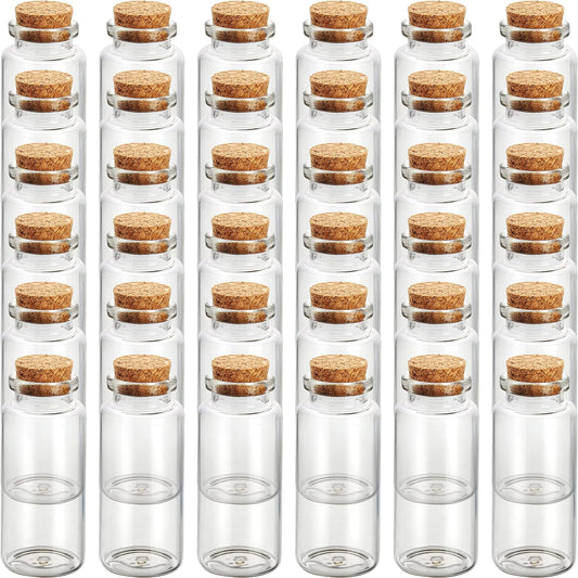 Confezione Da 36 Set Barattolini Vetro Piccoli Con Tappo Sughero - 30 Ml - Mini Barattoli Porta Spezie Ermetici, per Bomboniere, Marmellata E Feste