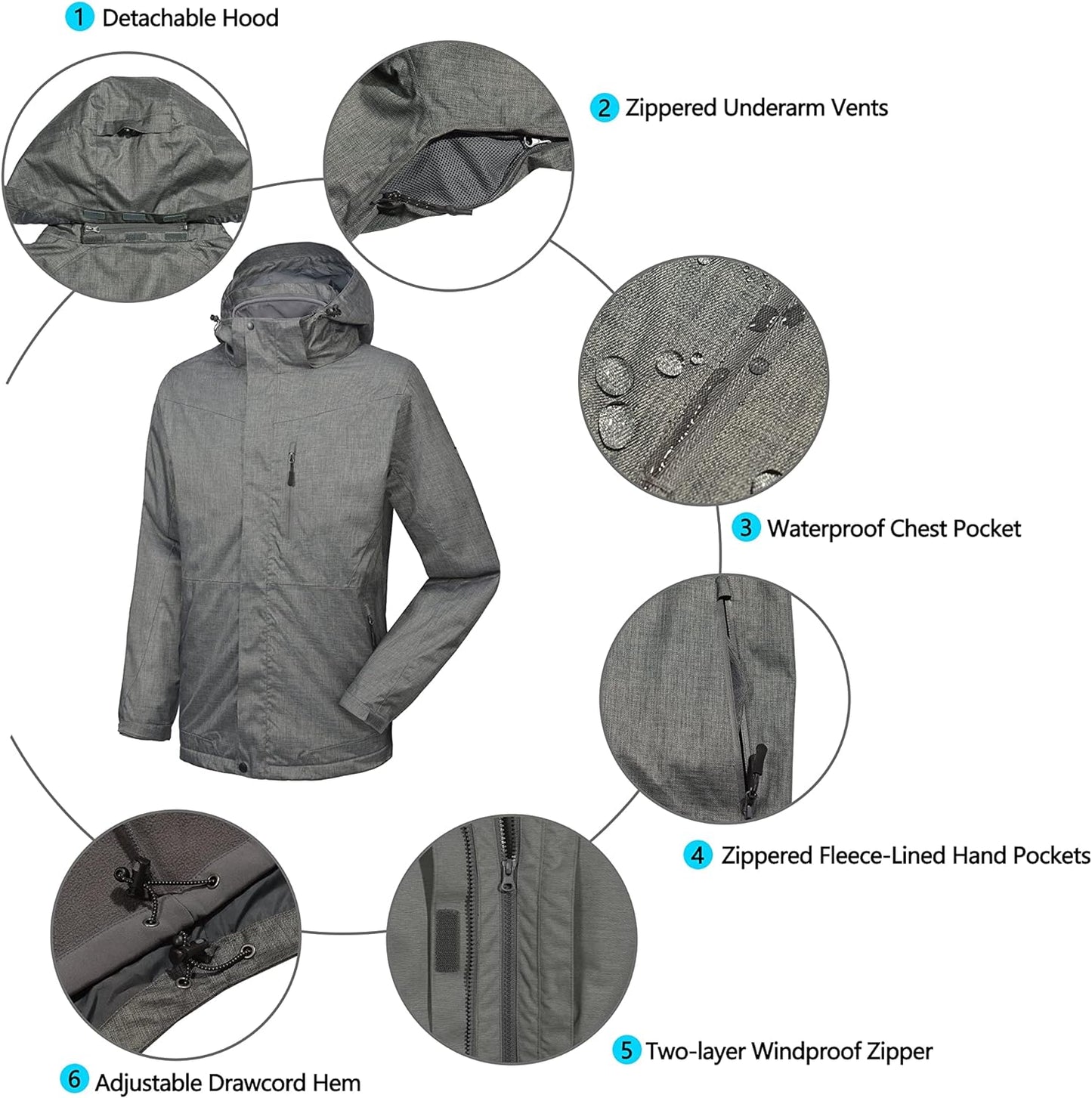 Giacca Da Sci Da Uomo 3 in 1, Impermeabile, per Neve, Pioggia, Invernale, Con Interno in Softshell Termico