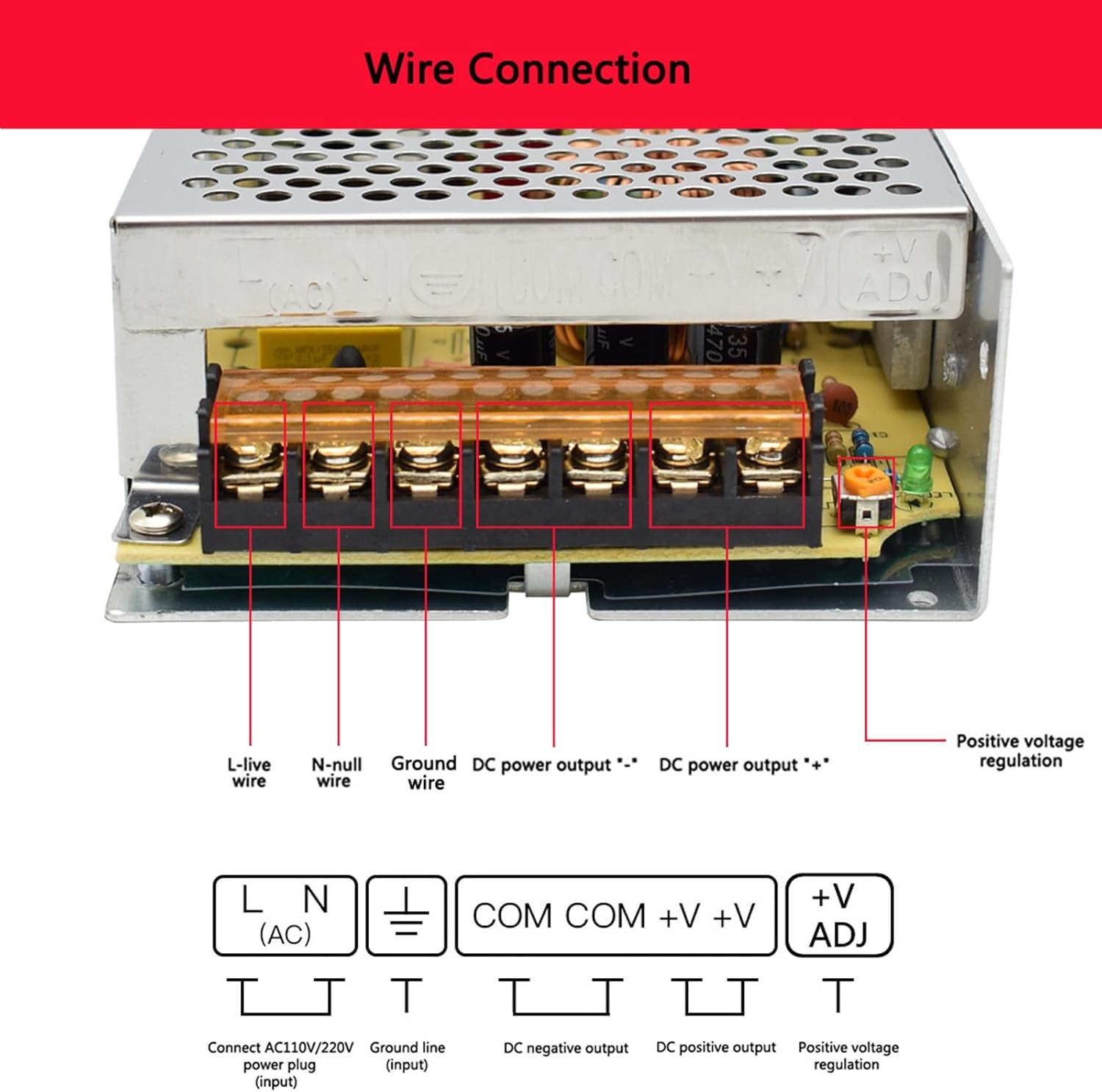 Commutazione Alimentazione Driver Trasformatore LED 18V 10A 180W per LED Strip, Telecamera CCTV, Sistema Di Sicurezza, Videosorveglianza, Controllo Industriale
