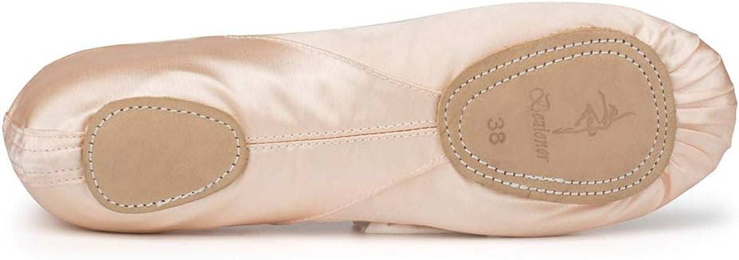 Scarpe Da Danza Classica Raso Scarpetteda Ballo Con Il Nastro Suola Diviso in Pelle Ginnastica Ballo Pantofole per Bambini E Adulti