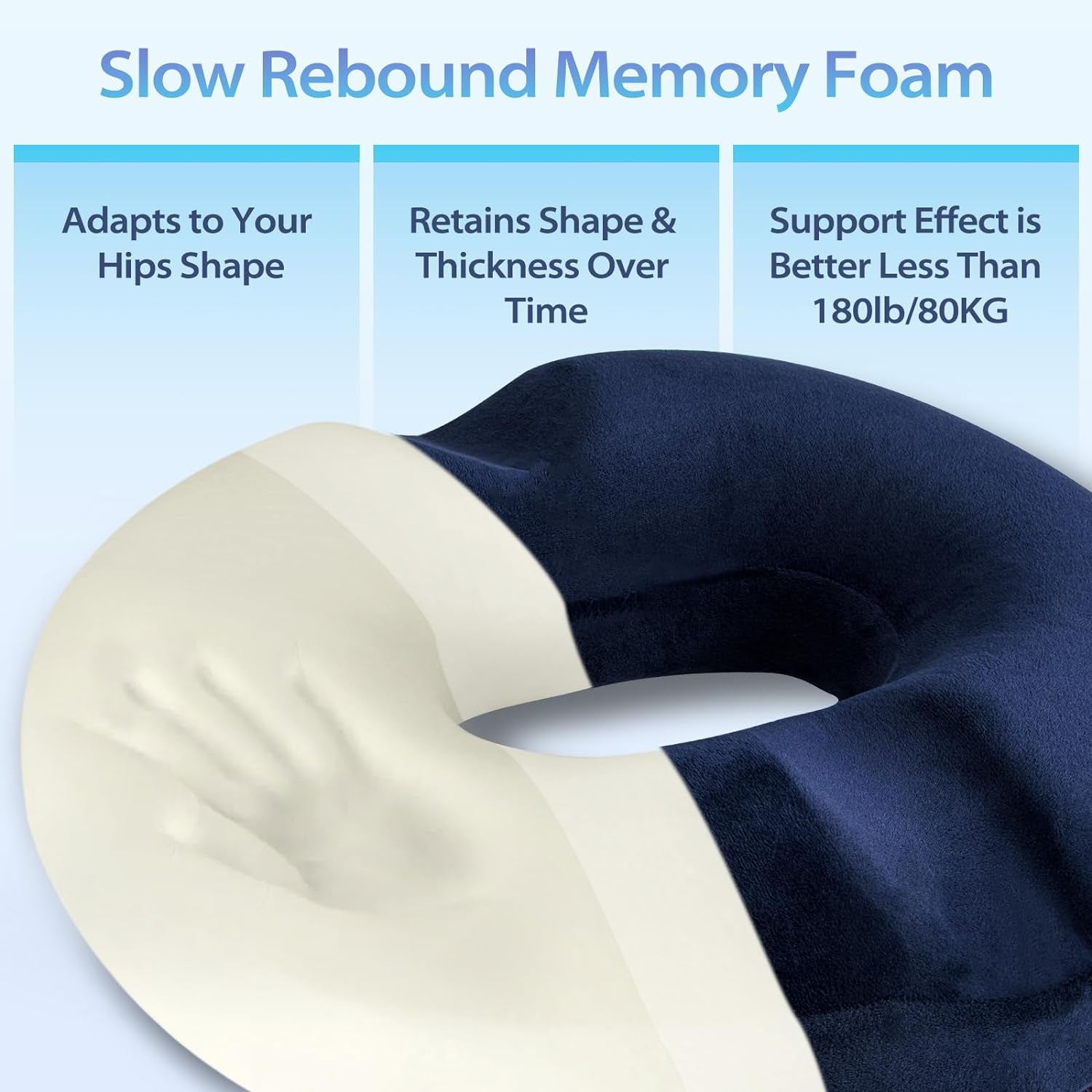 Cuscino Sedia Ergonomico in Memory Foam, Cuscino Ciambelle Antiscivolo Cuscino Coccige Cuscini Ortopedico Seduta per Auto, Ufficio, Fodera Lavabile, 45X40X9Cm
