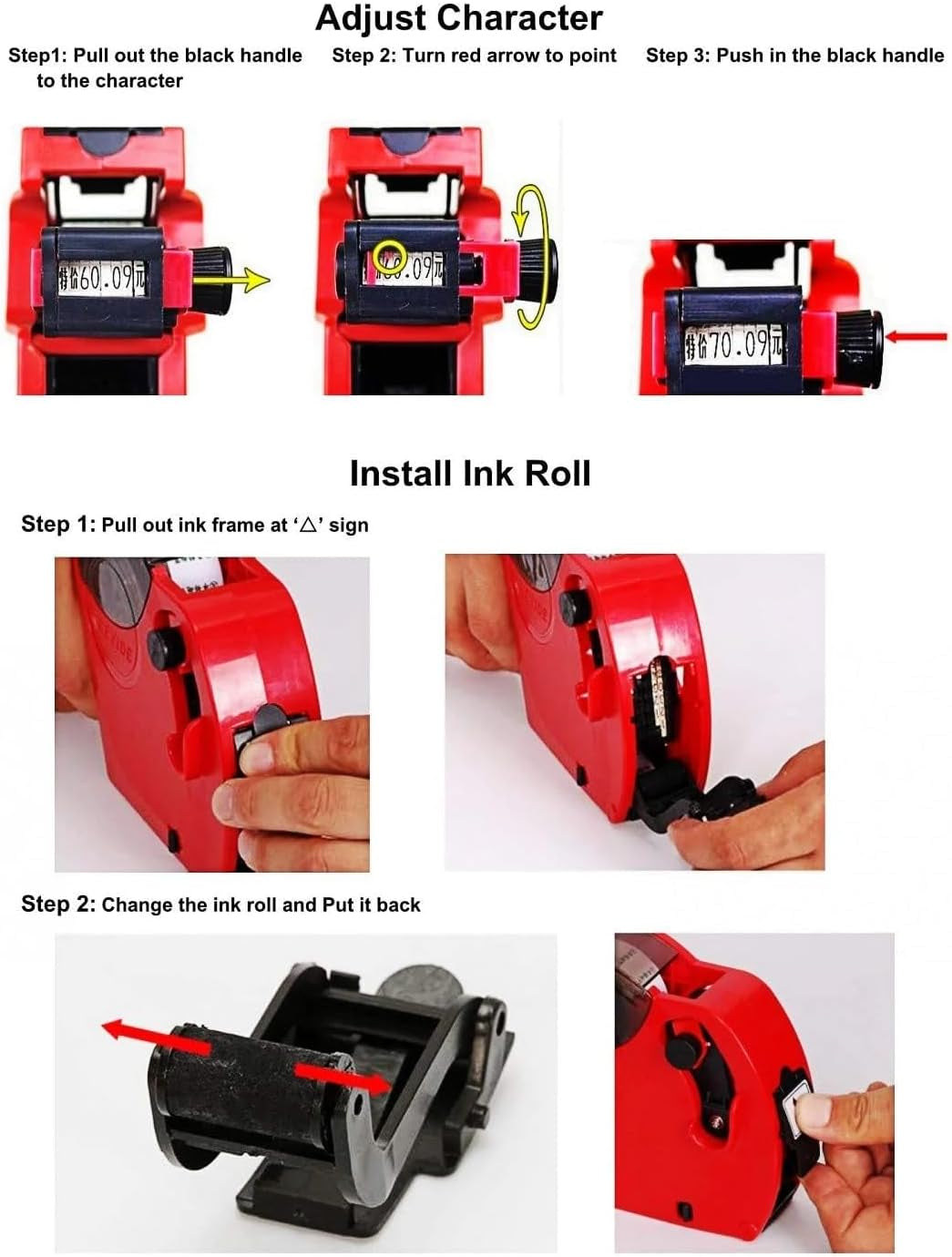8 Cifre Prezzatrice Etichettatrice Manuale Con 10 Rotoli Etichette (5000 Pz) 2 Rulli Inchiostro