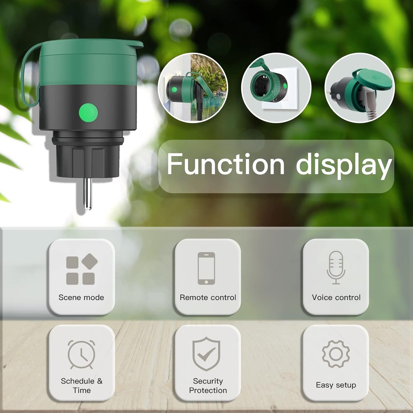 Presa Corrente Da Esterno, Presa Di Corrente Wifi Intelligente Controllo Vocale E Orologio Con Timer, Adatta per Giardino, Terrazza, Balcone, Funziona Alexa/Google Home, IP44 Waterproof，1 Confezione