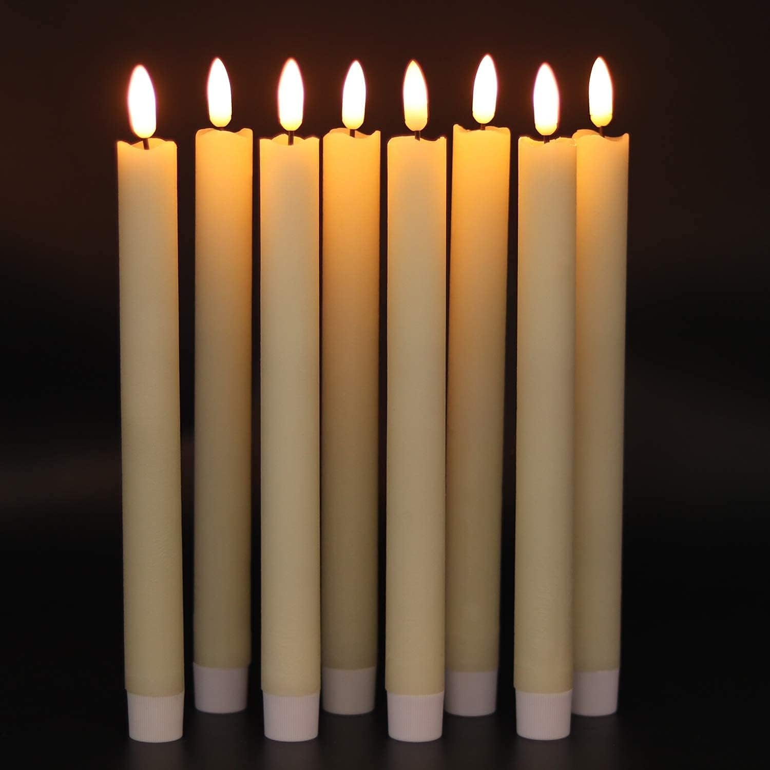 Candele Coniche Senza Fiamma, Avorio Tremolanti Con Telecomando a 10 Tasti, Funzionamento a Batteria a LED, Stoppino 3D, in Vera Cera