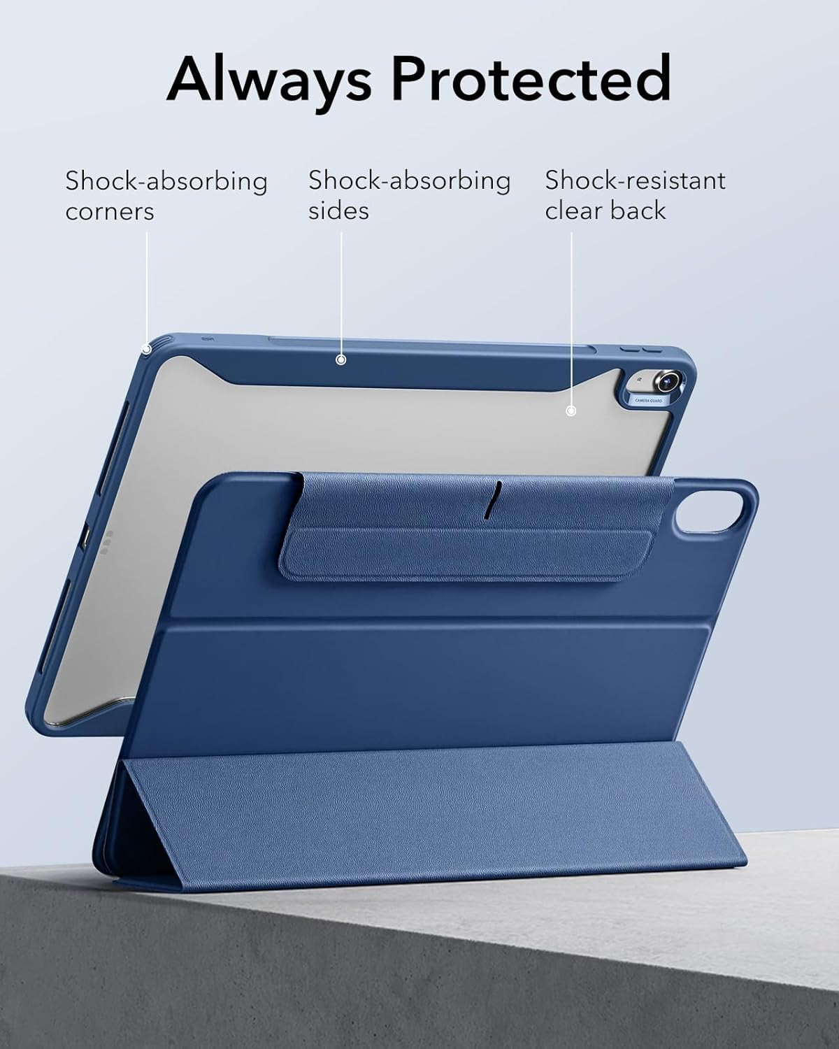 Cover per Ipad Air 13 Pollici M2 2024, Custodia Magnetica Rimovibile, Supporto per Pencil Pro/Pencil USB-C, Supporto Verticale E Orizzontale, Auto Attivazione/Standby, Serie Rebound 360, Blu