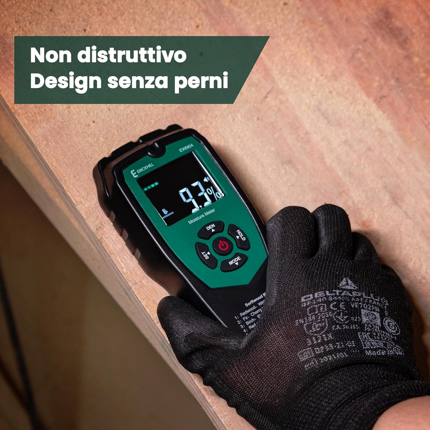 Misuratore Di Umidità in Legno, Misuratore Di Umidità Non Invasivo Con 4 Modalità, Display LCD Con Retroilluminazione, Controllo Dell'Umidità Del Legno E Dei Materiali Da Costruzione