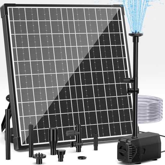 Pompa Solare per Laghetto, 25 W, 1512 L/H, Potenza Di Mandata, Fontana Solare Con Tubo Da 2 M, Gioco D'Acqua Fai Da Te, 5 M, Lunghezza Del Cavo 2,7 M, Altezza Di Mandata, Pompe Solari Per