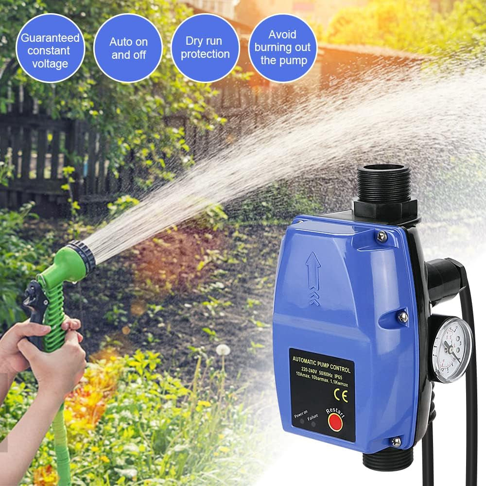 Interruttore Elettronico a Pressione Con Manometro E Cavo, Controllo Della Pompa, Potenza Massima 10 Bar, Pompa Sommergibile, Pompa per Fontana Profonda E Pompa Da Giardino