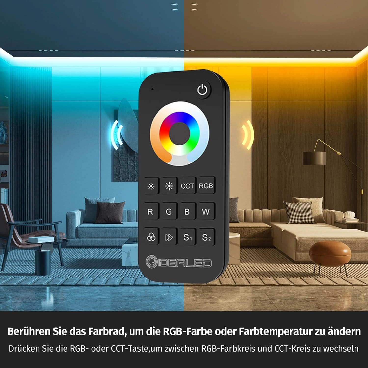 Controller a Strisce LED Wireless 5 in 1 Da 2,4 G, Con Telecomando RF, Dimmer LED RGBWW a 5 Canali per CCT RGB RGBW RGBCCT E 5 Strisce Luminose Bianche DC12-24 V