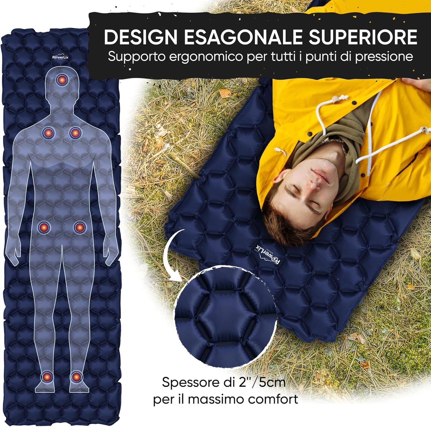 Materassino Campeggio Ultraleggero Ideale per Campeggio, Escursionismo, All'Aperto, Materasso Gonfiabile Compatto E Leggero - Airpad, Kit Di Riparazione Borsa per Il Trasporto