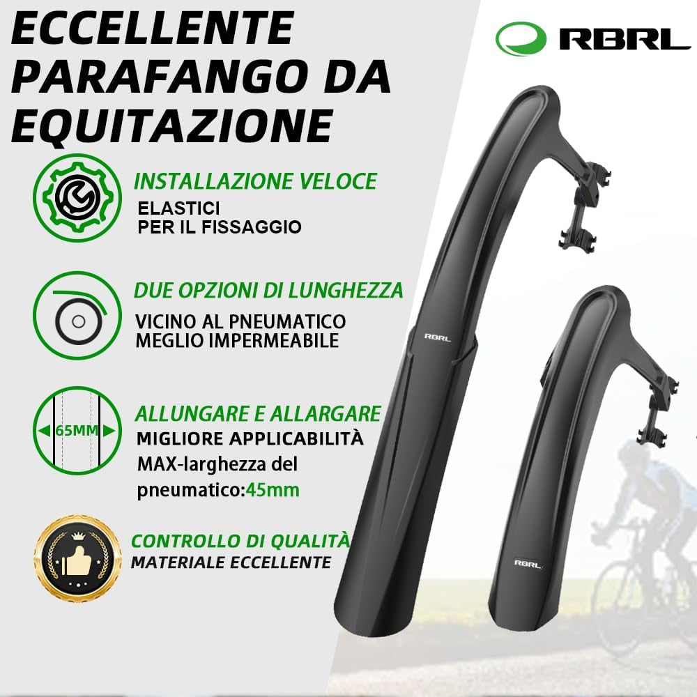 Parafango Universale per Bicicletta 28 Pollici, Set Parafanghi per Bicicletta, Parafango Regolabile E Facile Da Installare (Protezione Ruota per Bici Gravel, Bici Da Corsa)