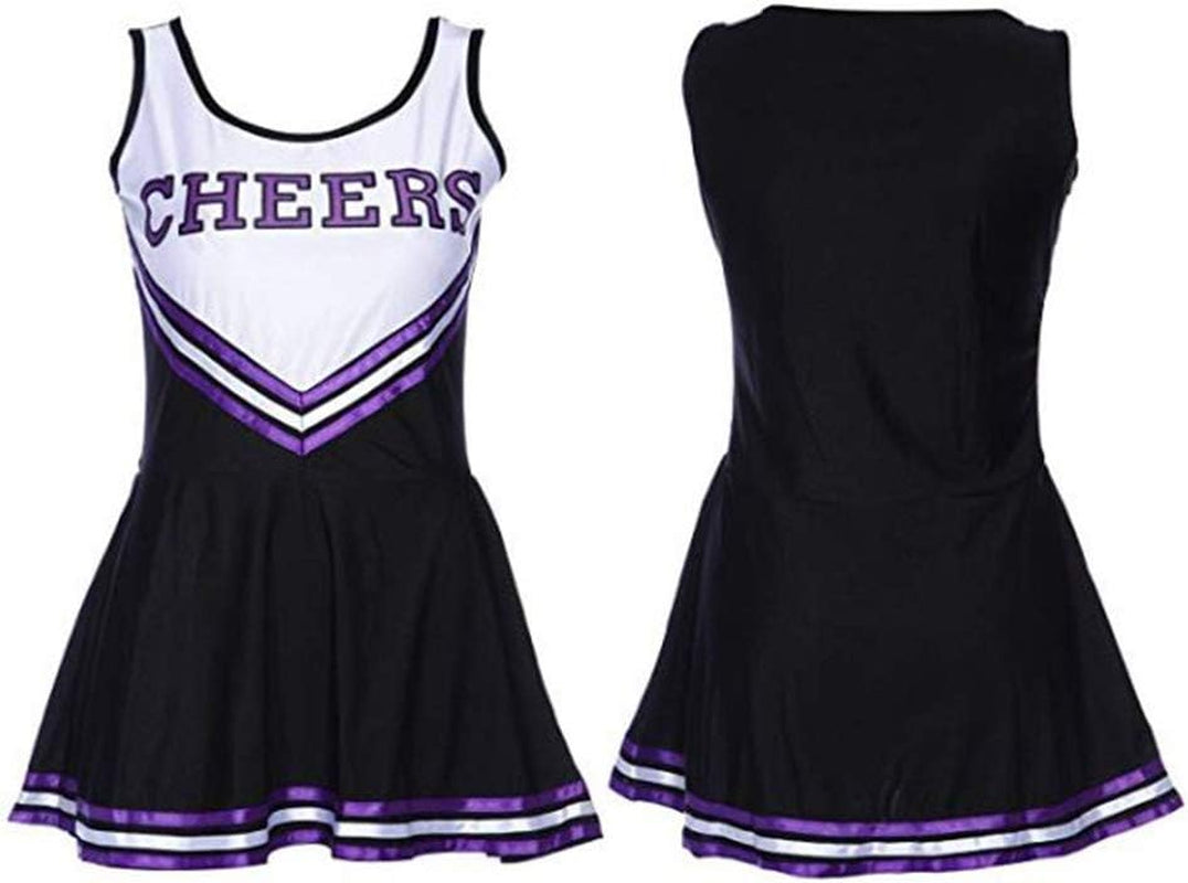 Vestito Cheerleader Costume Pom Poms Fancy Dress Carnevale Natale Halloween Donna Adulto Cosplay Festa Party Ballo