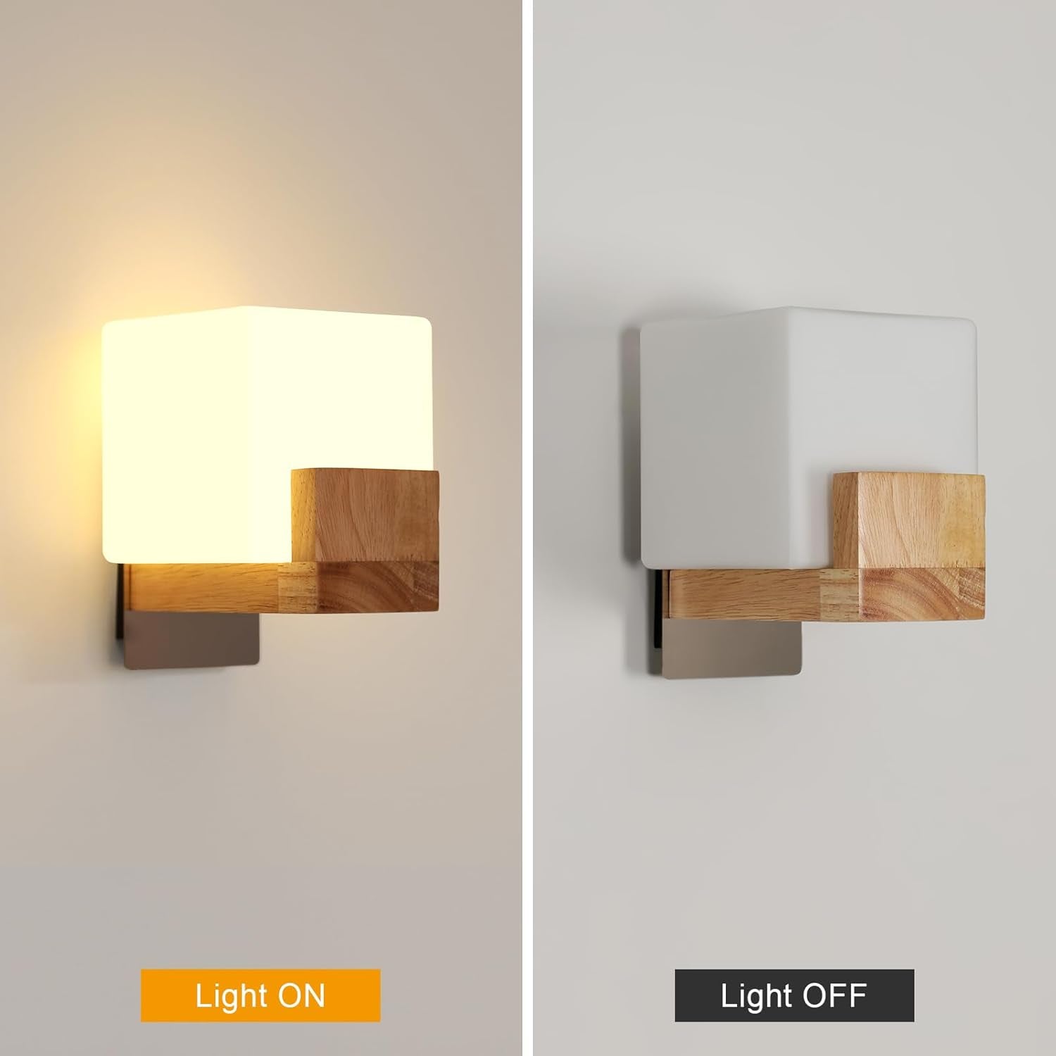 Applique Led Da Parete Interno 3000K-6500K Applique Da Parete Dimmerabile a Tre Colori Lampada Da Parete Creativa in Legno Adatto per Camere Da Letto, Corridoi, Scale