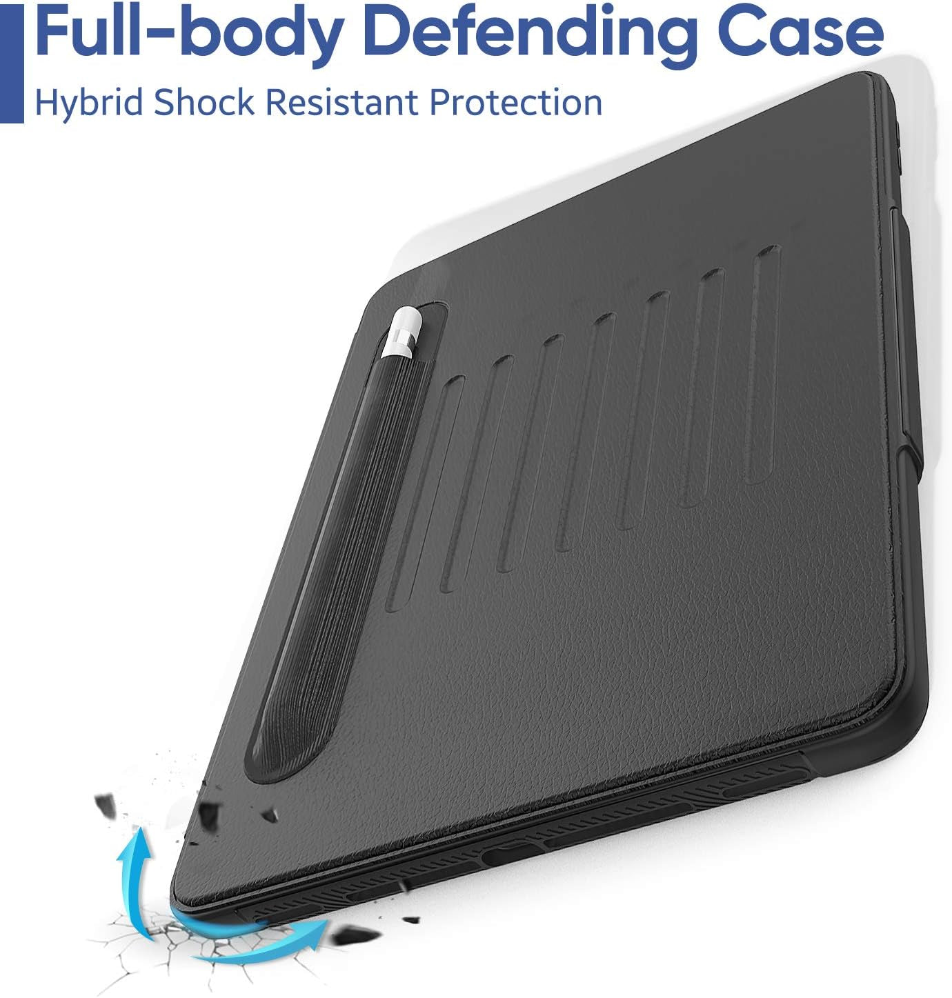 Custodia per Ipad 6A/5A Generazione/Air 2 / Pro 9,7 Pollici, Custodia Antiurto per Ipad 9.7 Con Portamatite [Forte Magnetico] Supporto Multiangolo & Slot per Schede (Nero)