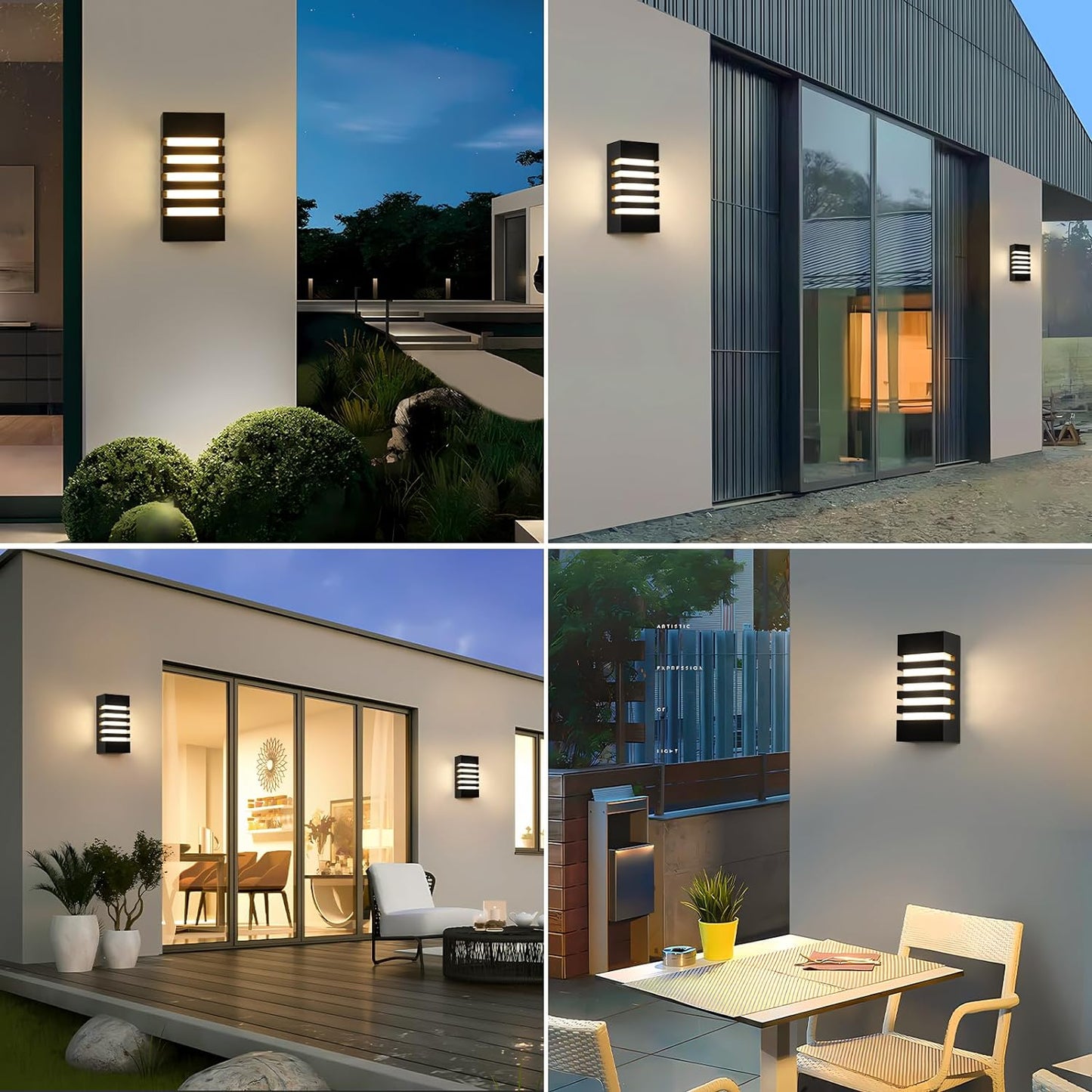 Applique Esterno, 18W Lampada Moderno Esterno Parete, IP65 Impermeabile LED Interno/Esterni Illuminazione Parete, Nero Lampada Da Parete Luce Calda 3000K per Balcone, Giardino, Garage