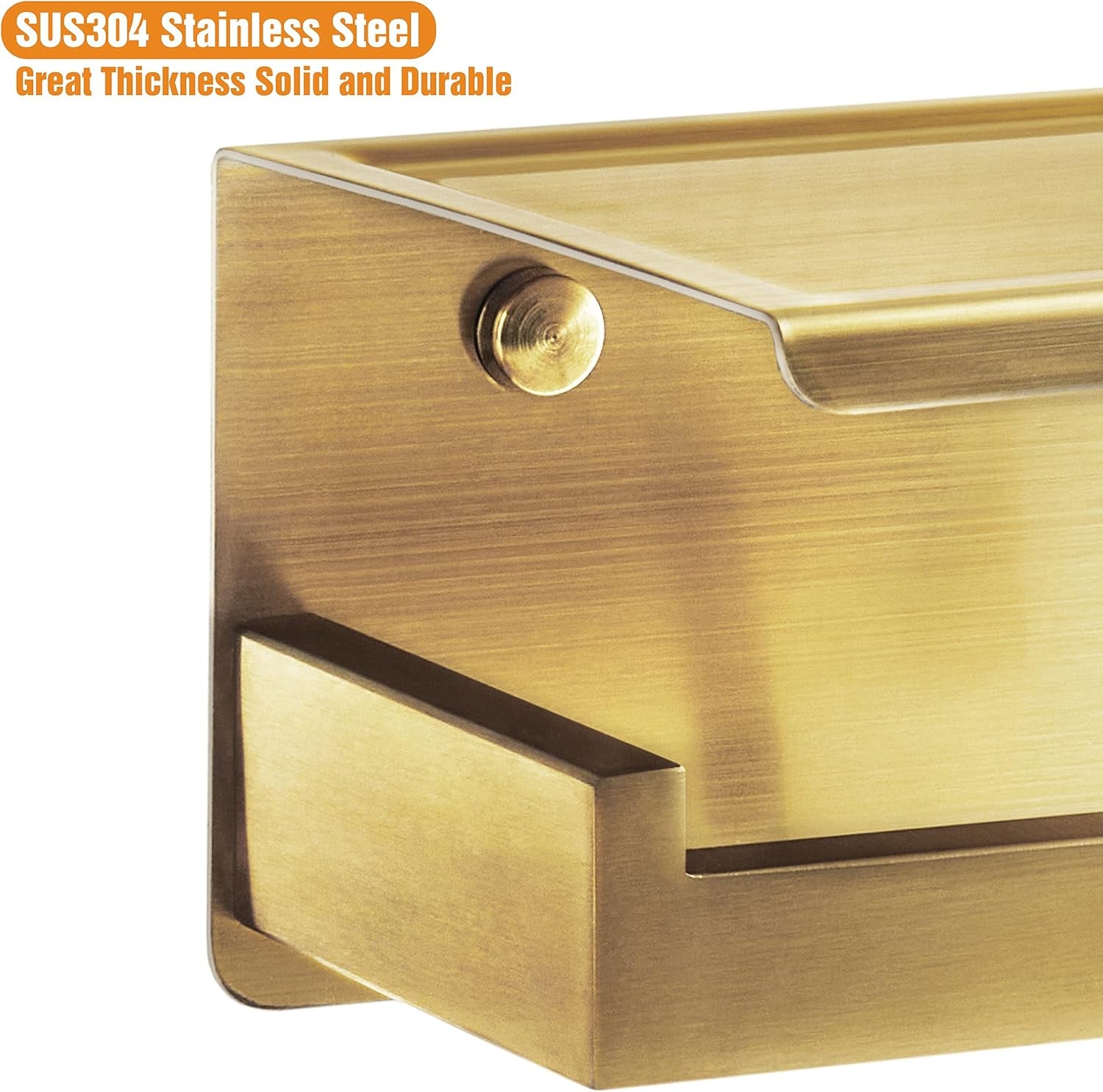 Porta Rotolo Carta Igienica Da Parete Con Porta Cellulare Senza Foratura Portarotolo Carta Igienica Adesivo Acciaio Inox Portacartaigienica per Gabinetto Bagno - Ottone Spazzolato